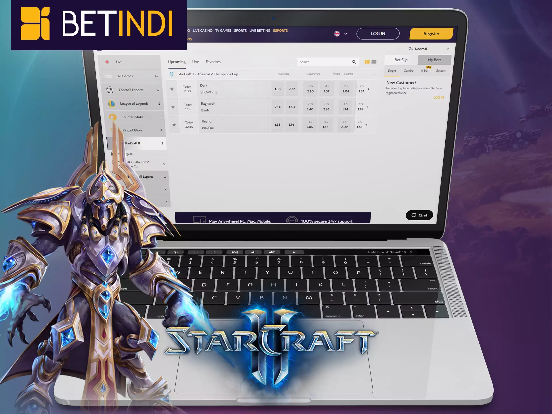 Place bets on Starcraft 2 on Betindi, have fun playing.