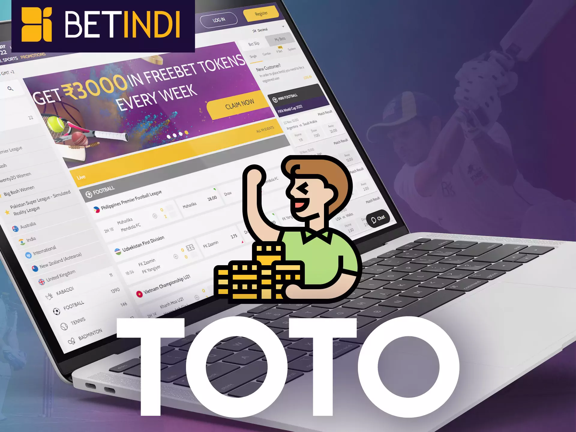 With Betindi, place bets on Toto.