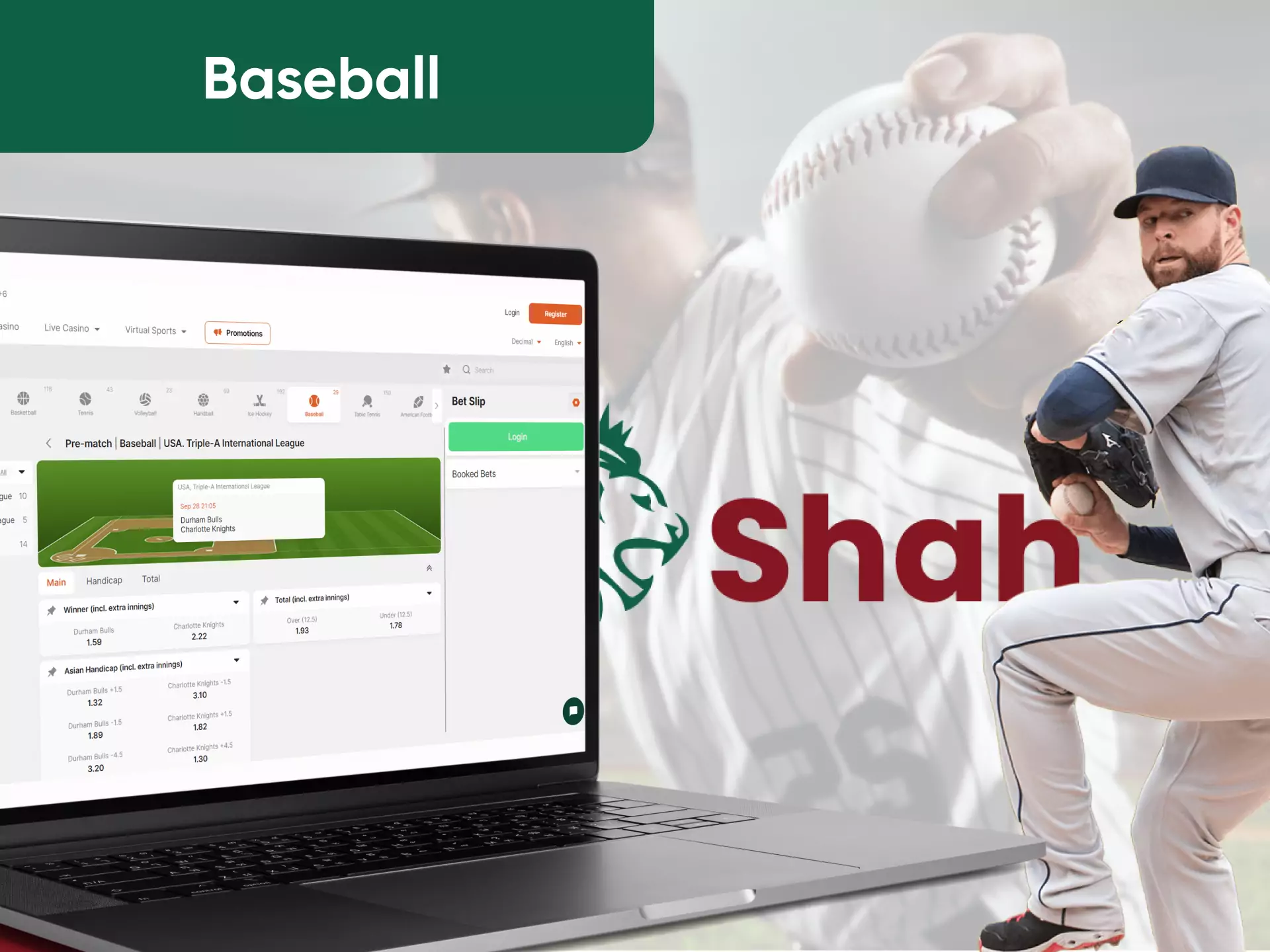 On the website of Betshah, you can bet on baseball events.