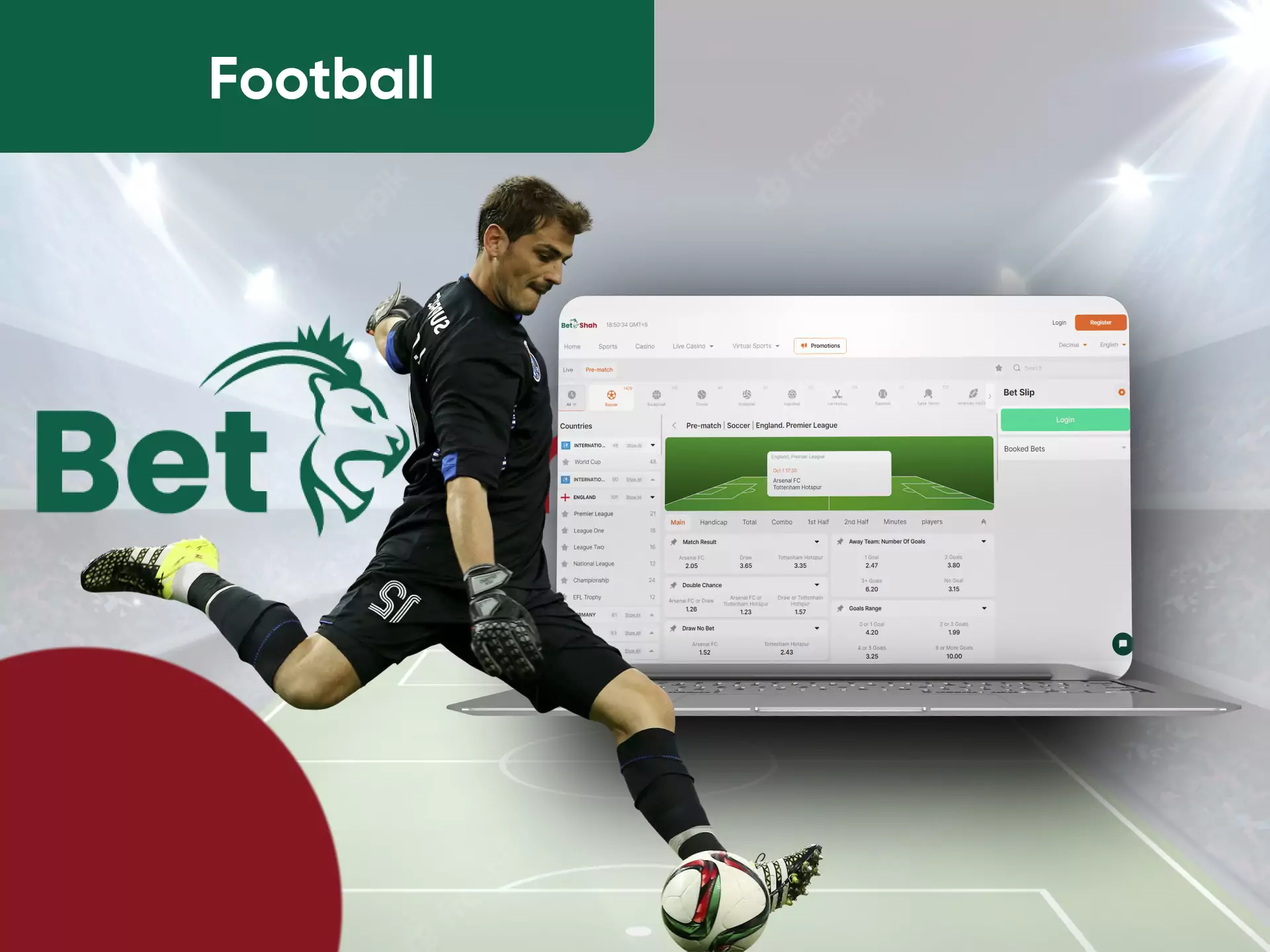 On Betshah, you can place bets on football matches.