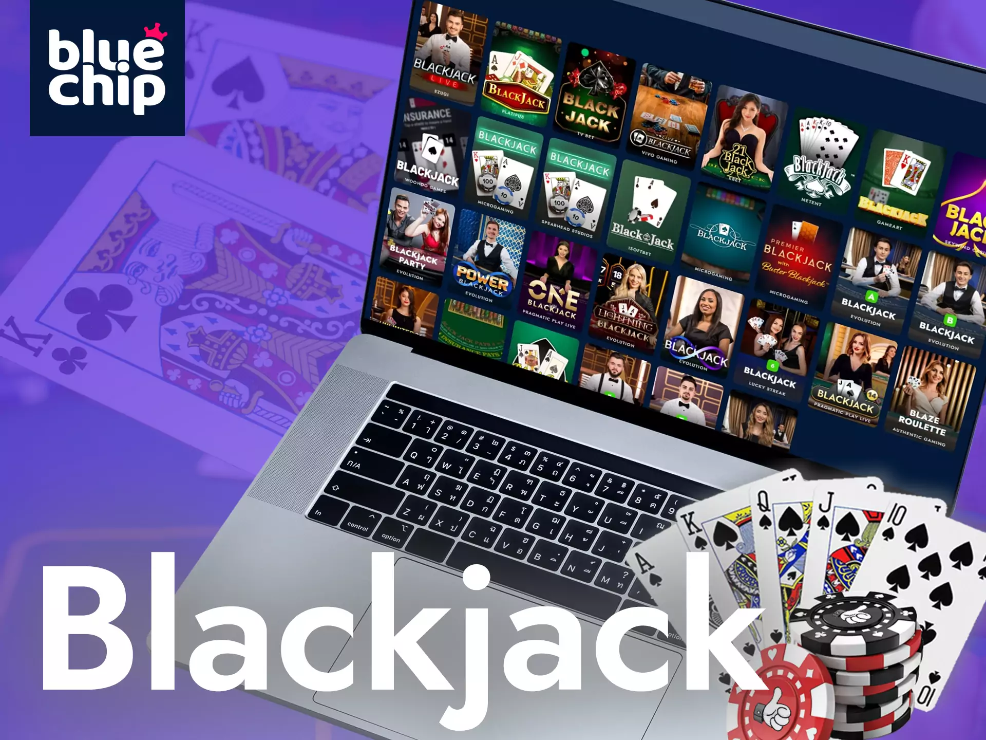 To play blackjack with real dealers, visit the Bluechip Casino.
