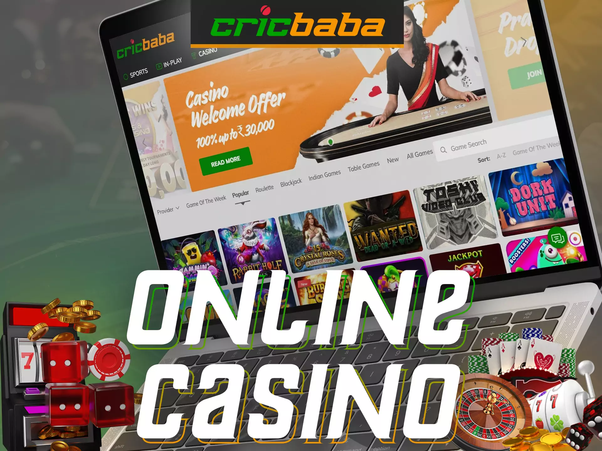 There are many different games and nice bonuses in Cricbaba online casino.