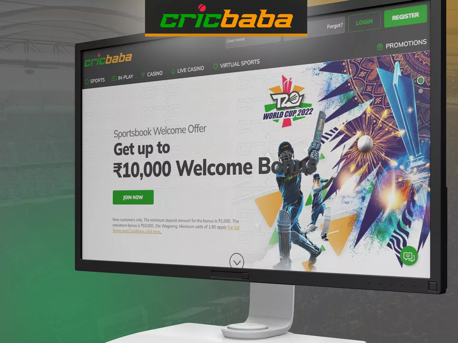 Place bets on Cricbaba on your comfortable personal computer.