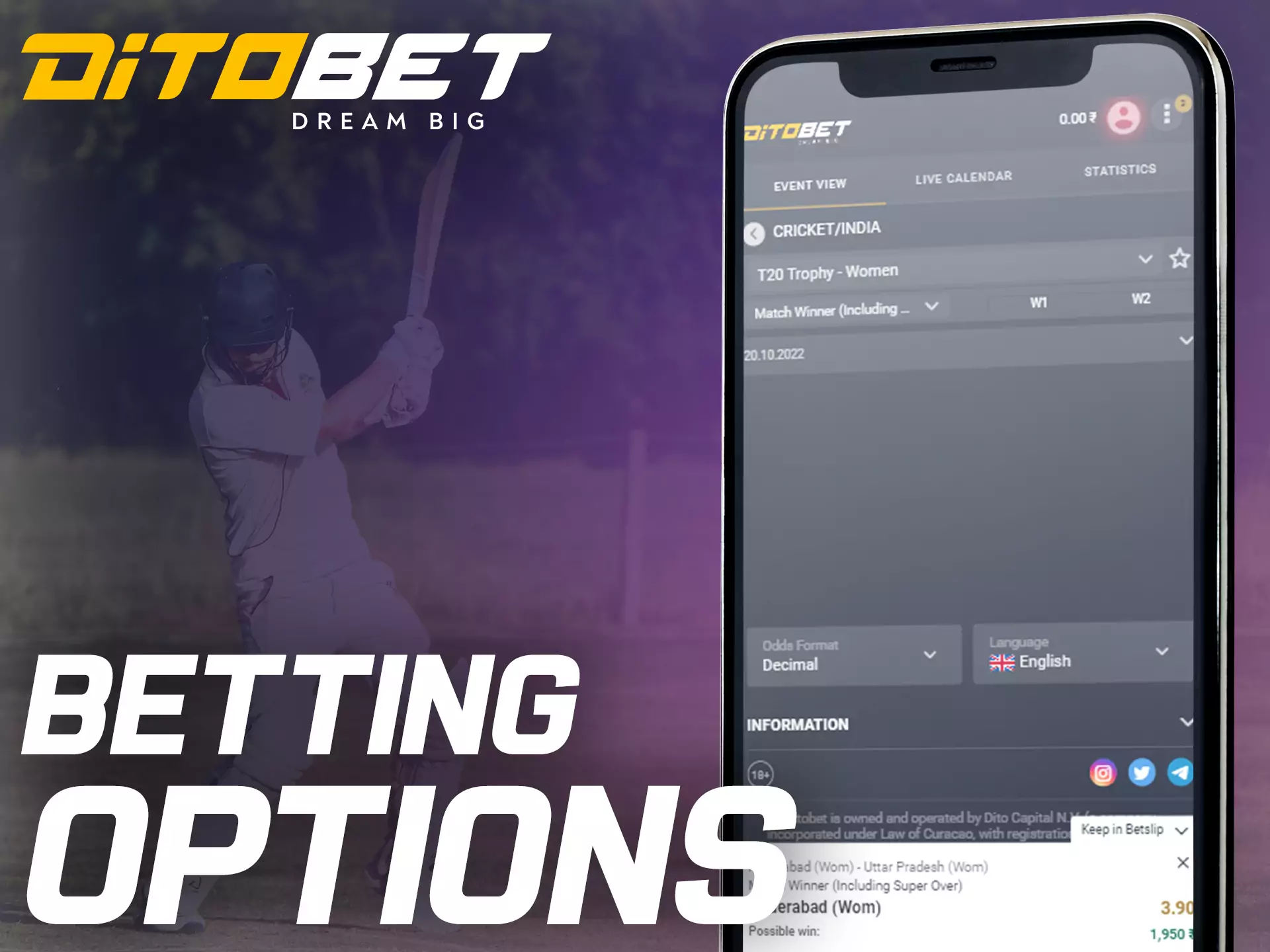 Ditobet offers various sports betting options.