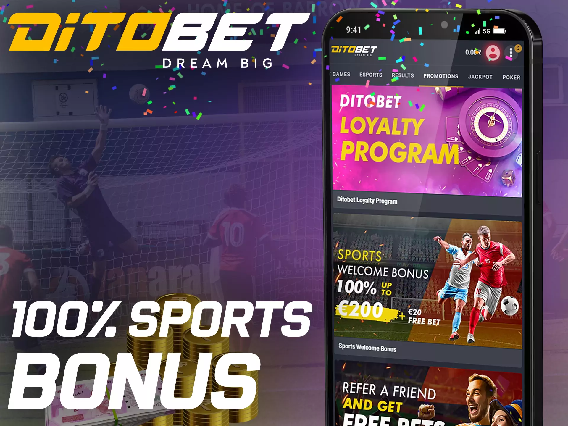 Ditobet offers a special bonus for sports betting.