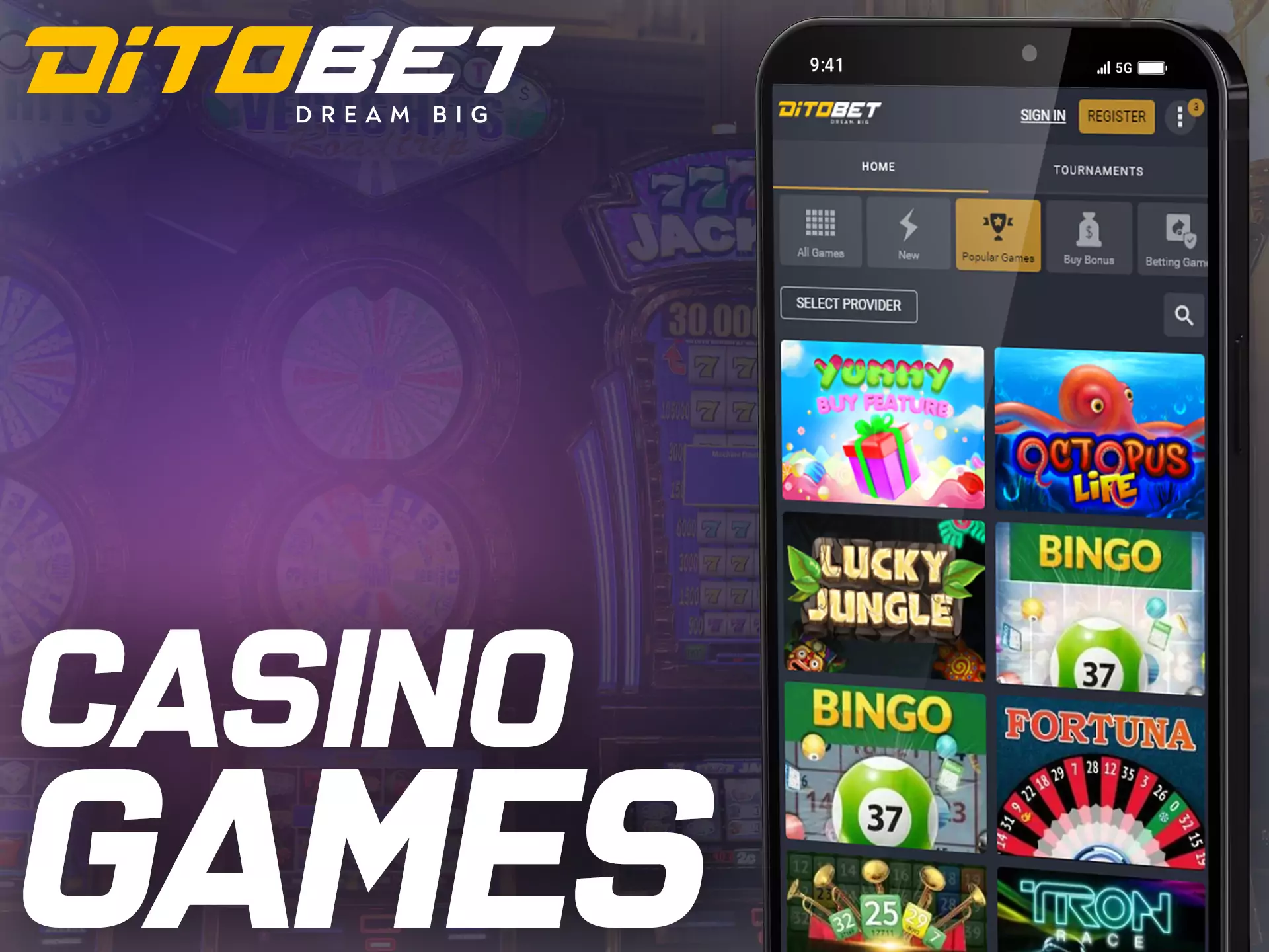 Try all the games at Ditobet Casino and find your favorite one.