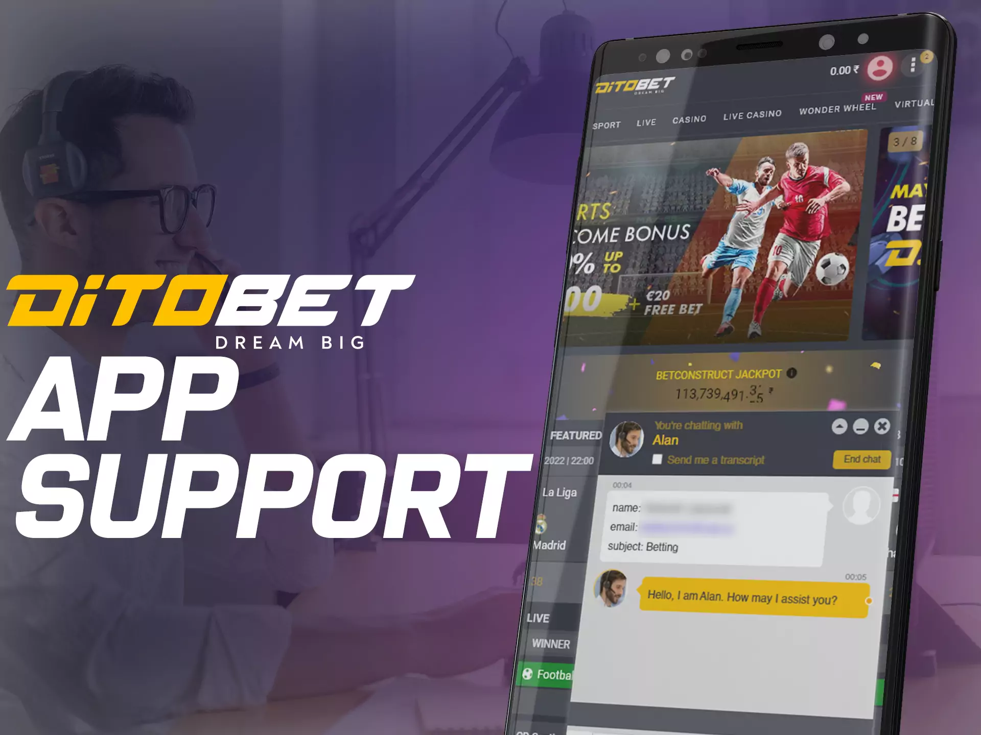 Ditobet support staff is ready to help you at any time.