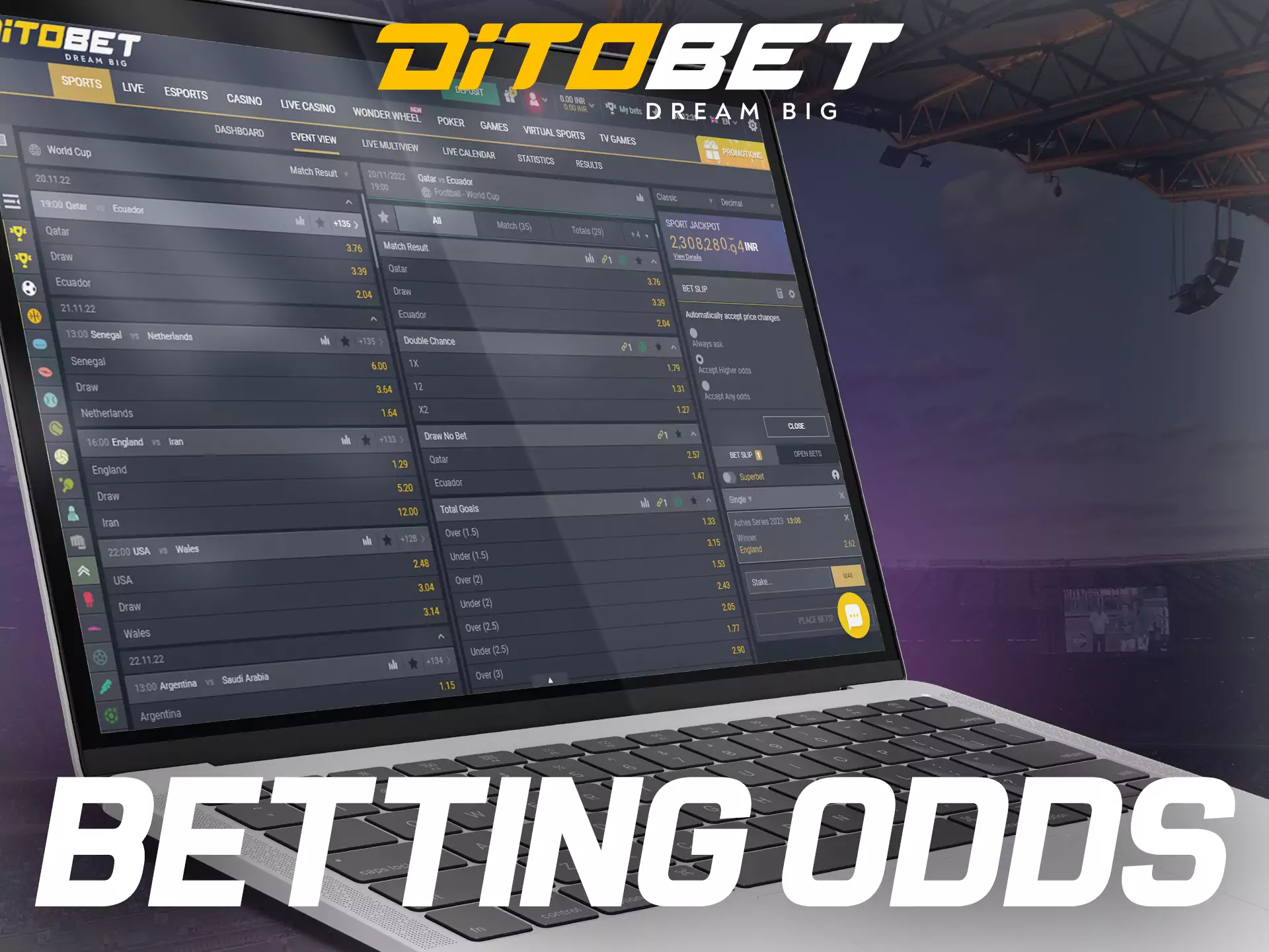 Ditobet offers players special odds for many sporting events.