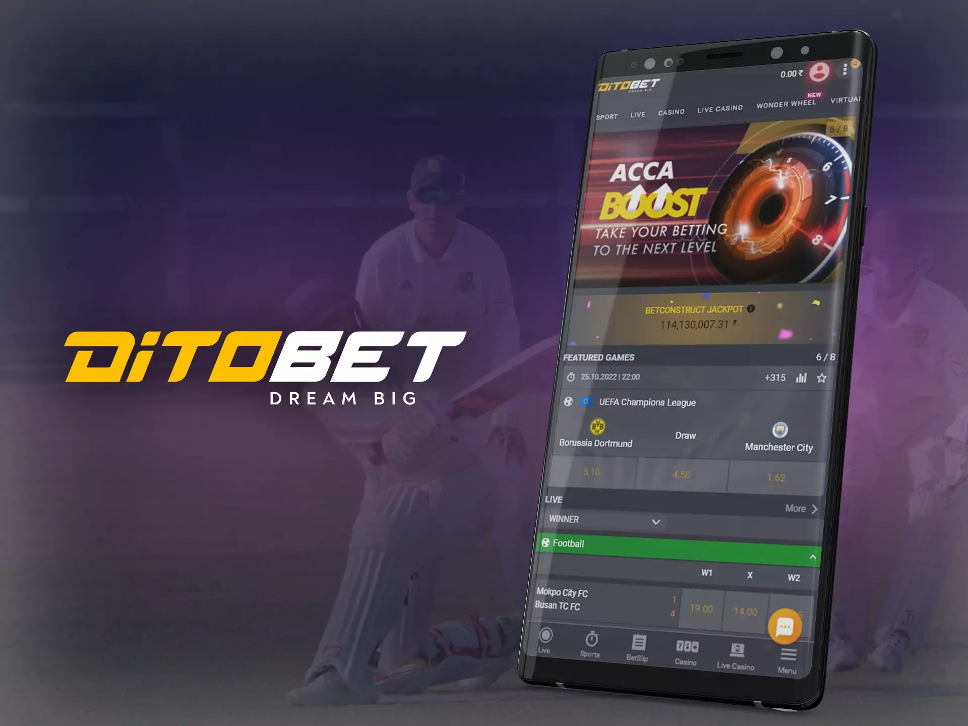 Use the Ditobet website from your mobile device.