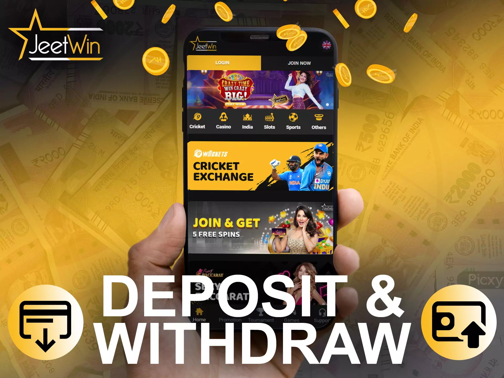 Learn how to deposit and withdraw money from JeetWin.