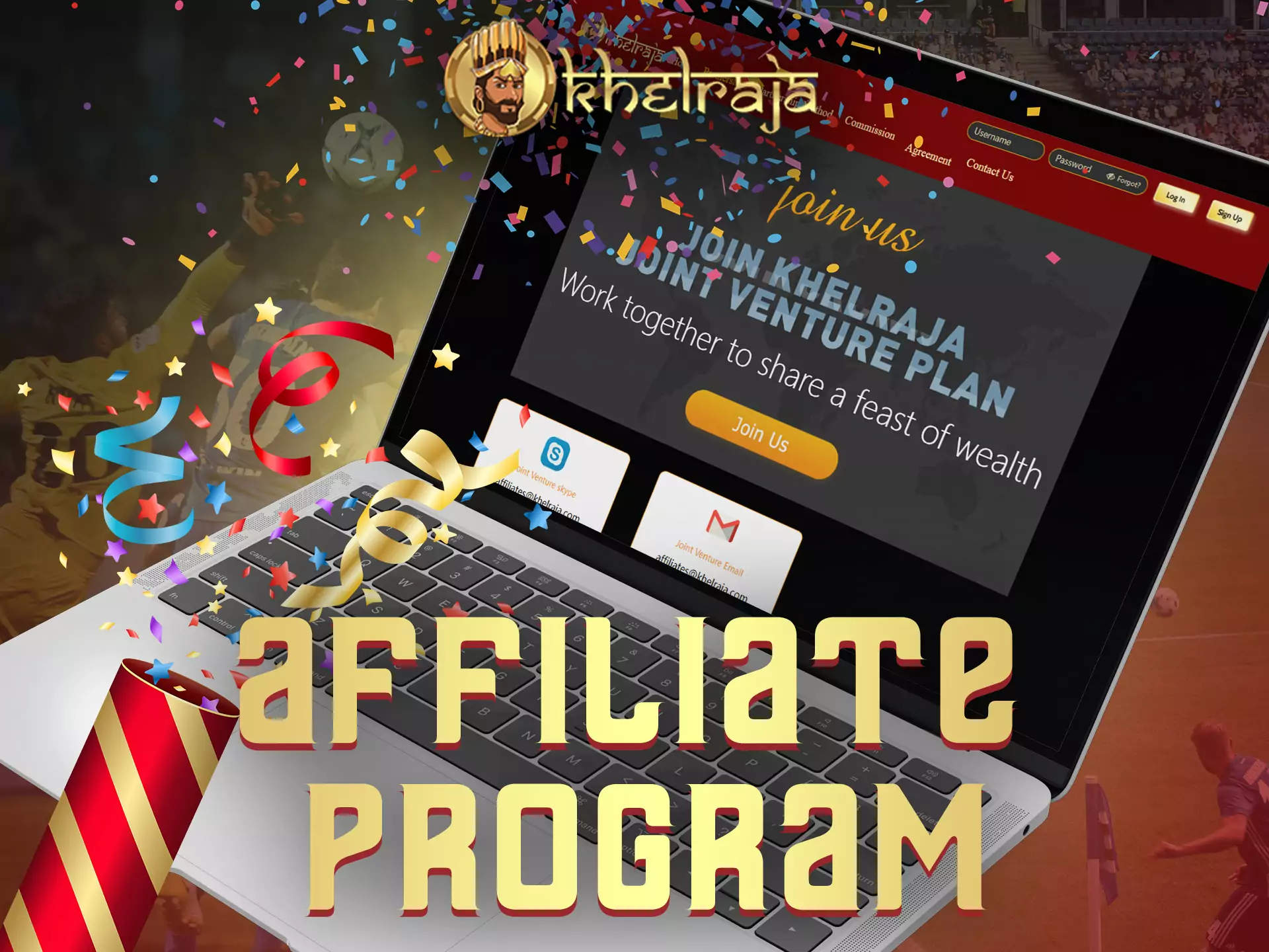 Khelraja has an affiliate program for registered users that allows for increasing profit.
