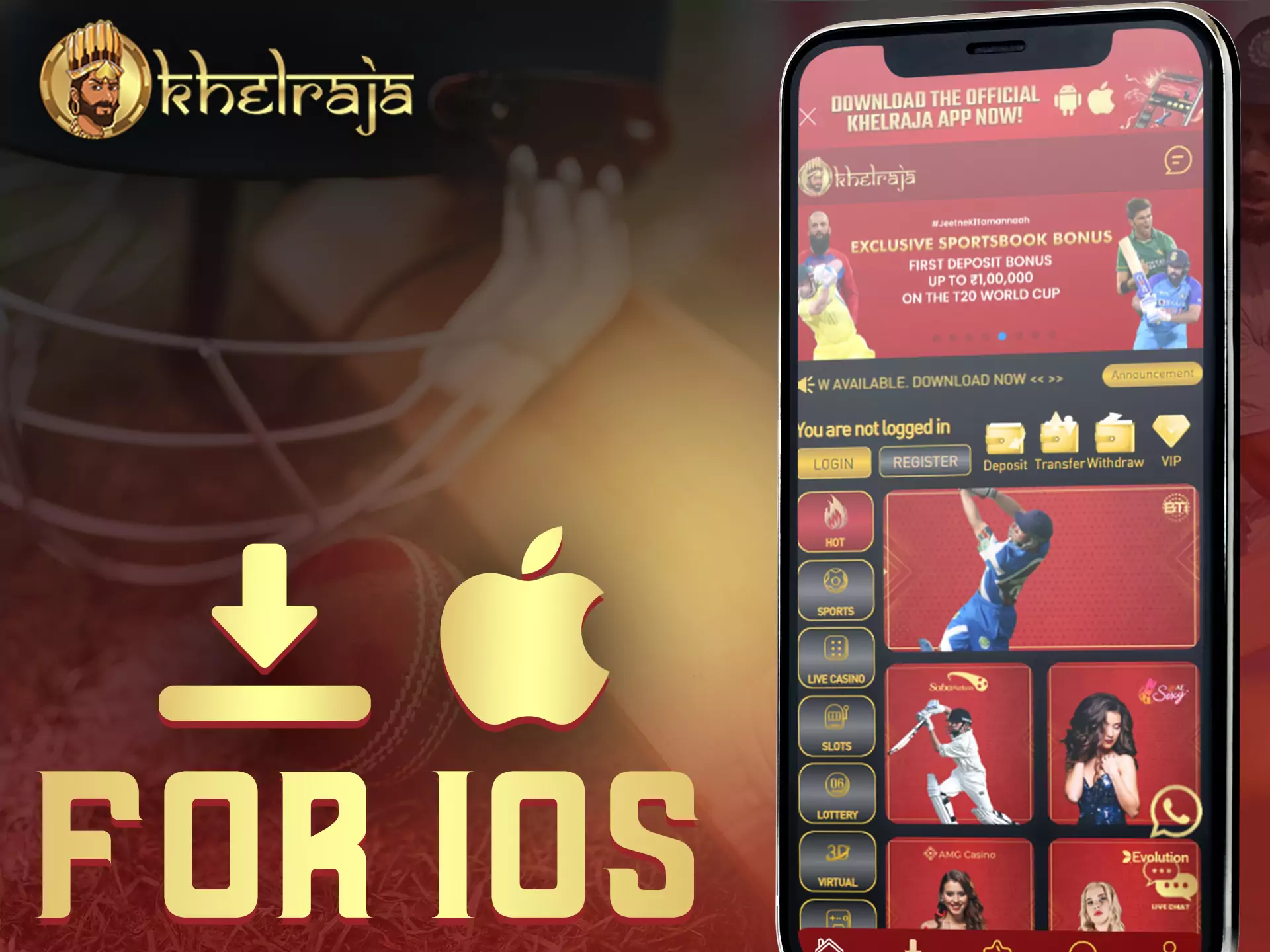 Install the Khelraja app to place bets or play casinos from your iOS device.
