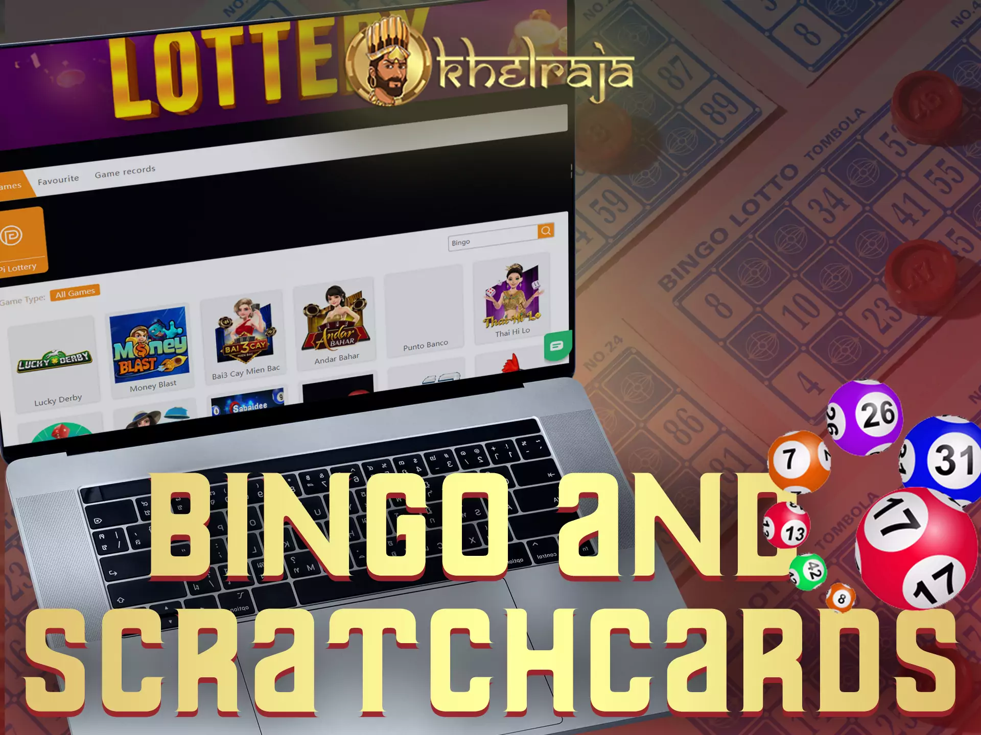 You can play bingo games or buy scratchcards on the Khelraja site.