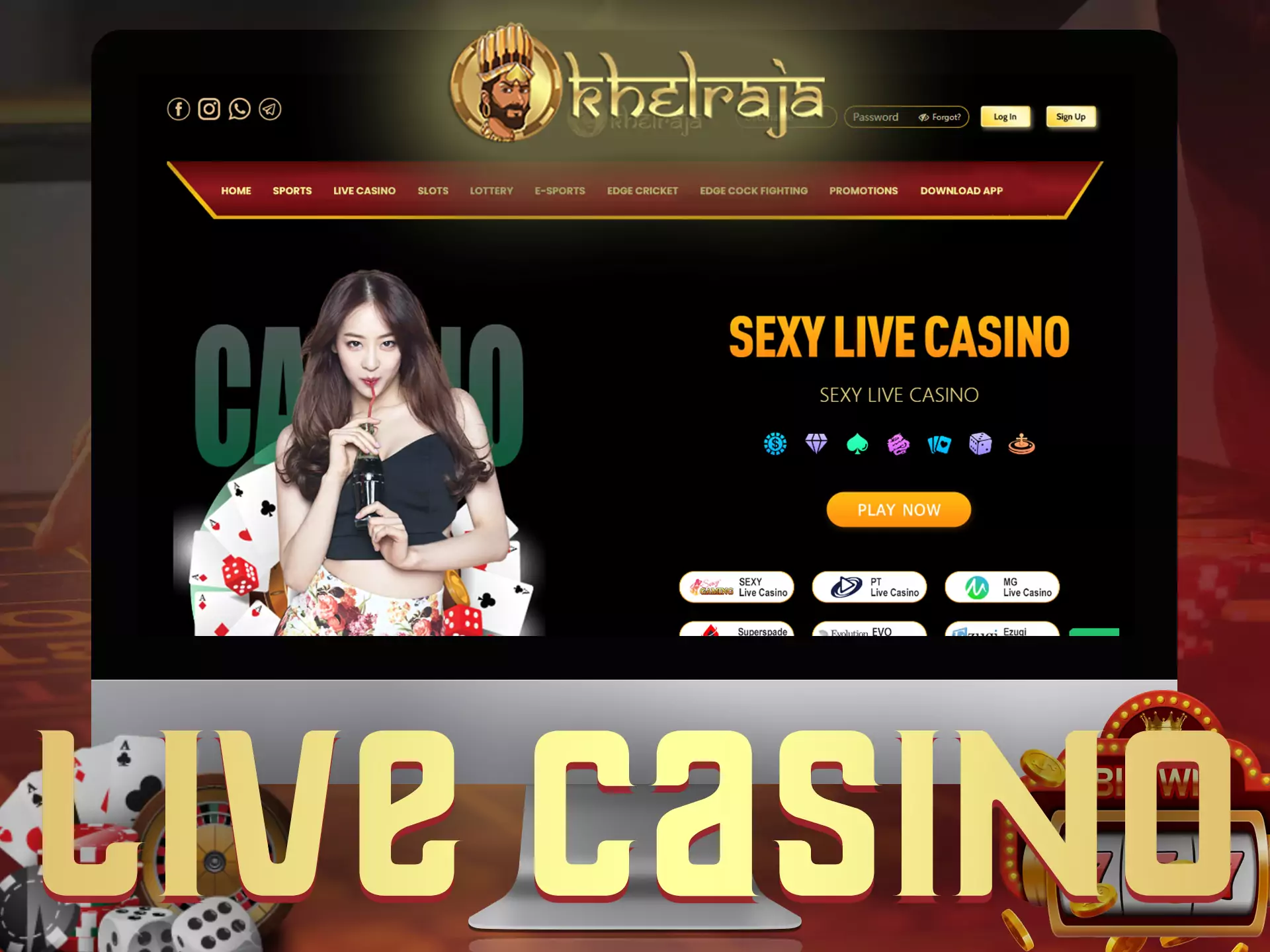 In the Khelraja Live Casino, you can play online with real dealers.
