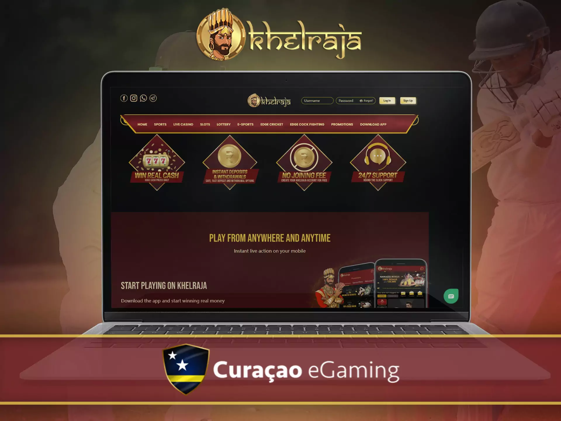 Khelraja works legally thanking the Curacao Egaming license.