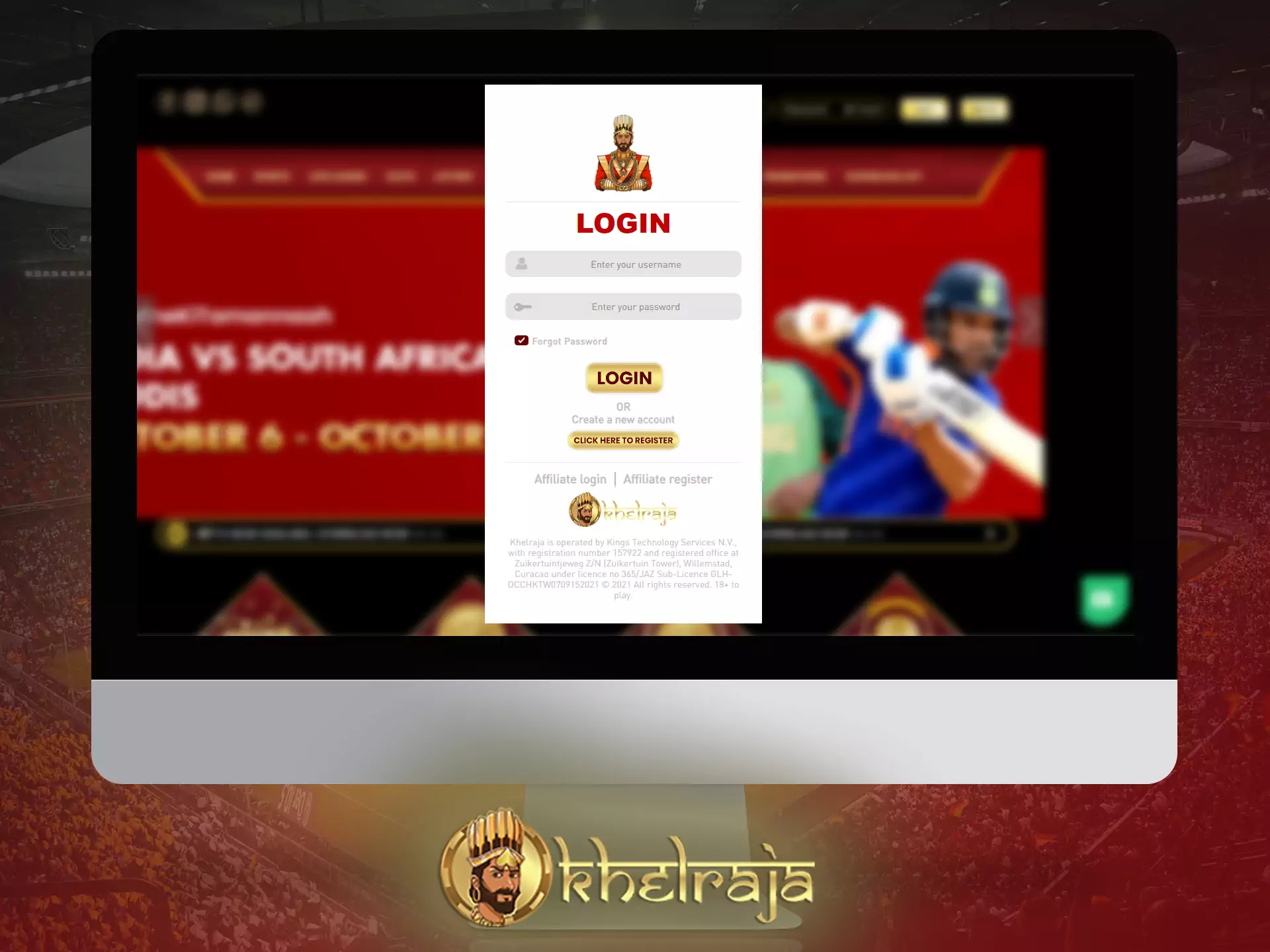 To start betting with Khelraja, you should log in.