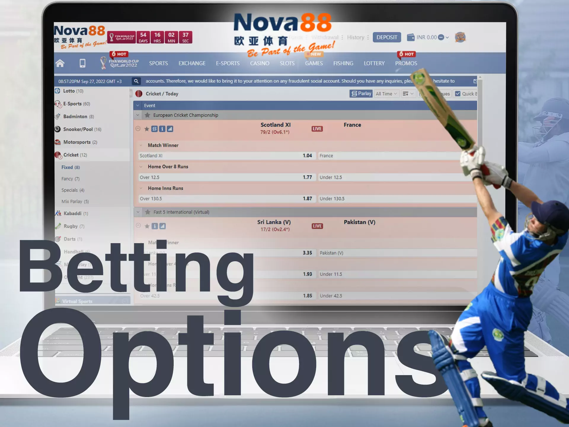On Nova88, there are many betting options you can use as a user.