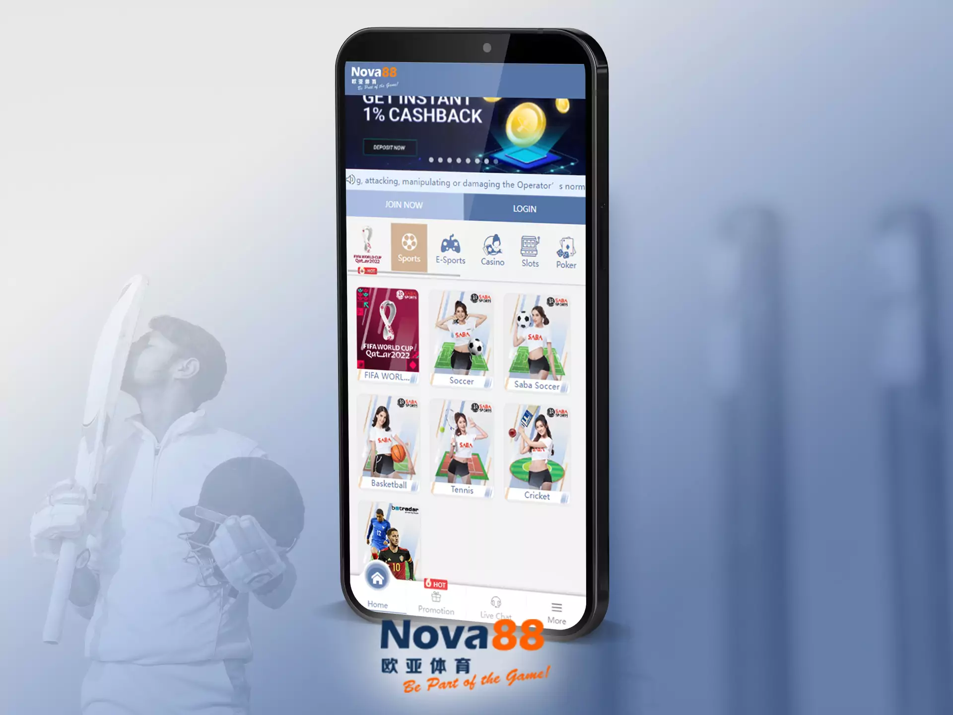 Smartphone users can play and bet on the Nova88 mobile site.