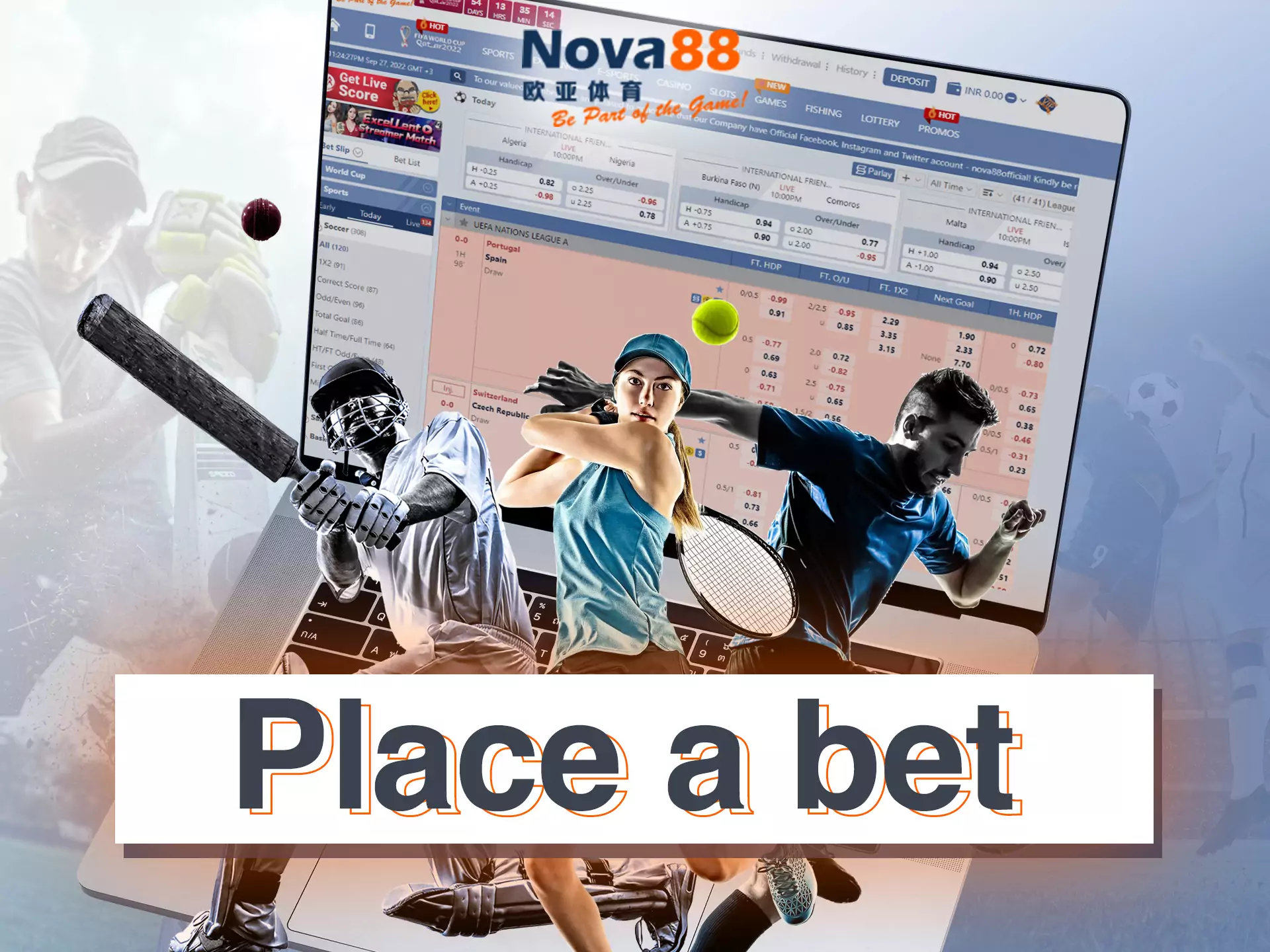 Choose a sports or esports match and place a bet on Nova88.