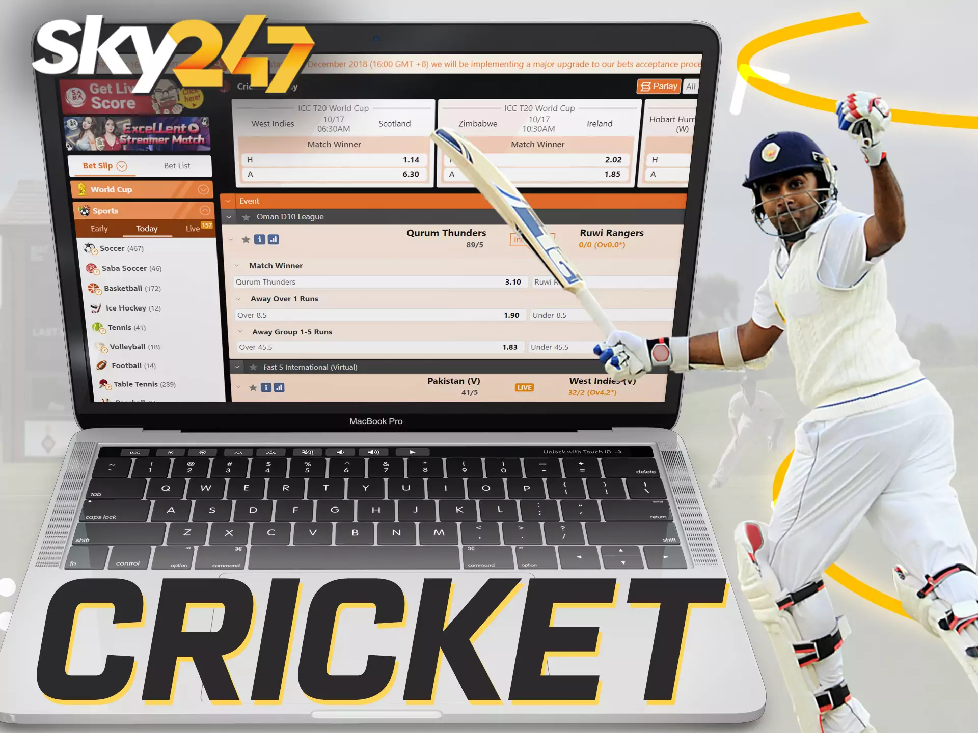 Cricket betting is widely popular on the Sky247 website.