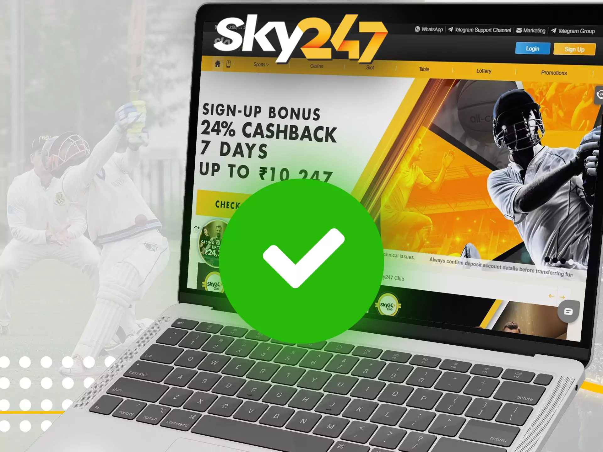 To bet on the Sky247 website, you should verify your account.