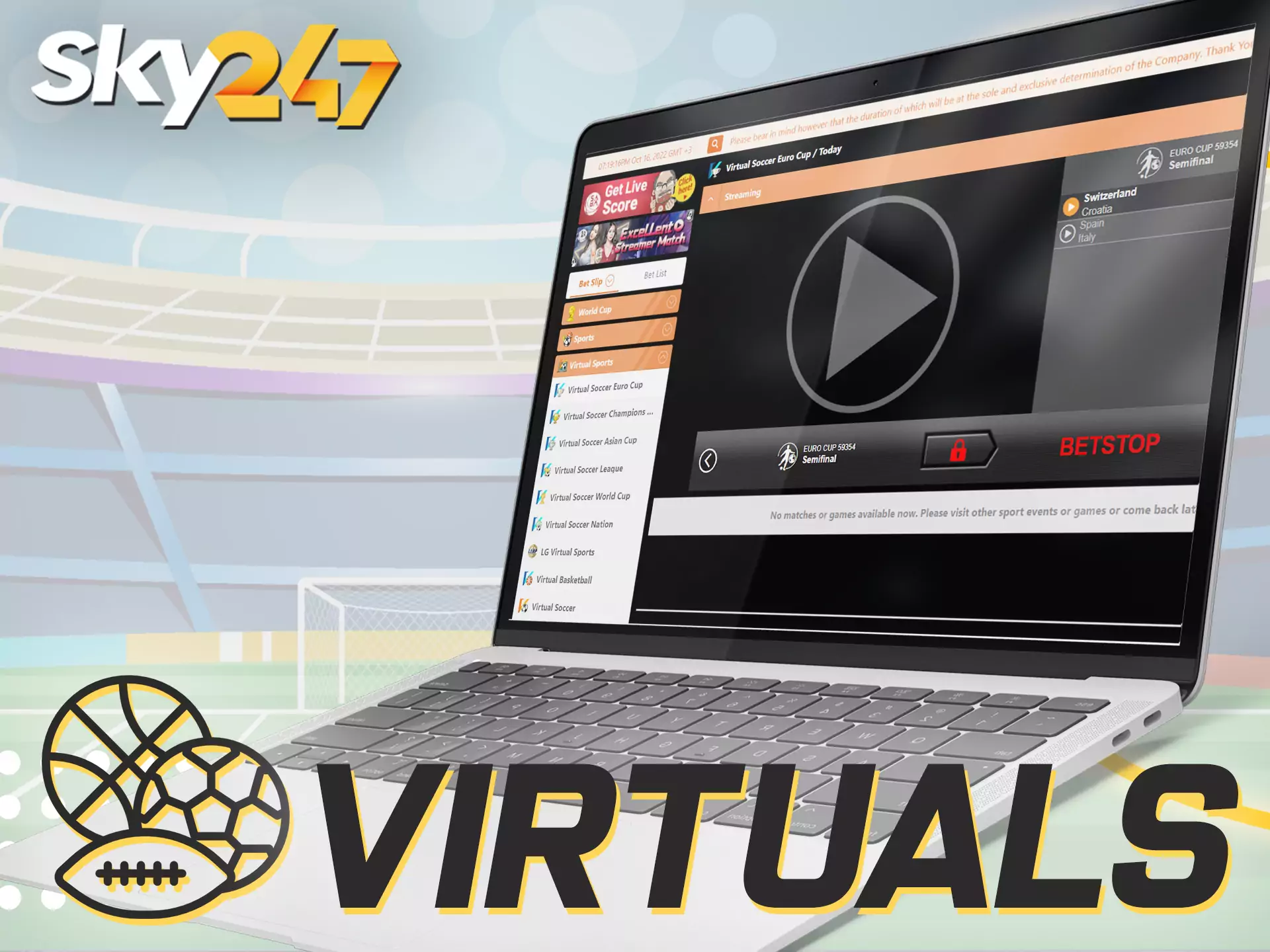 Virtual betting is also presented on Sky247.