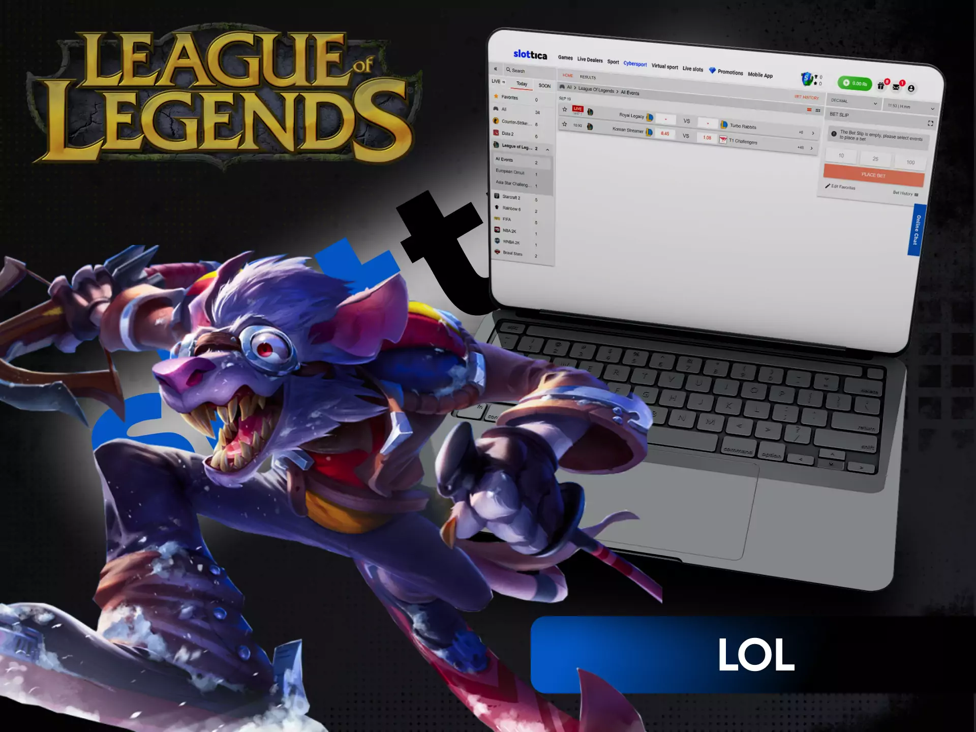 In the Slottica sportsbook, you can predict League of Legends tournaments.