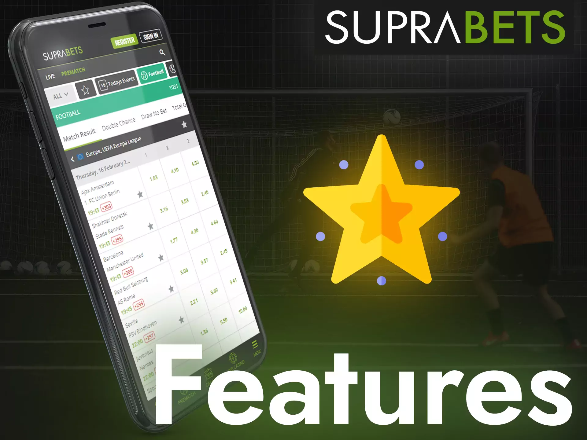 Suprabets offers its players many features that will make the game nice.