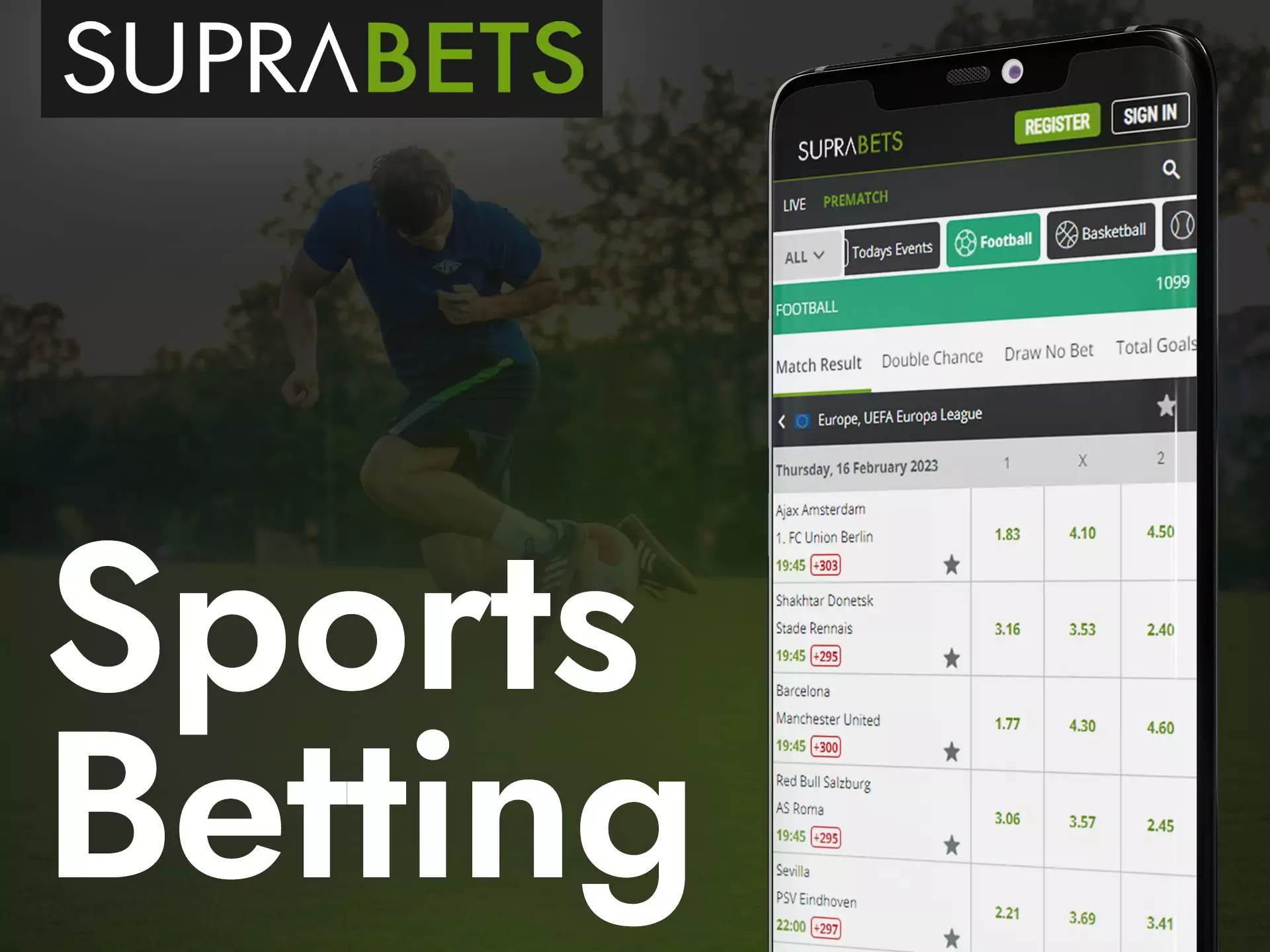 Place bets on any sporting events of different sports with Suprabets.