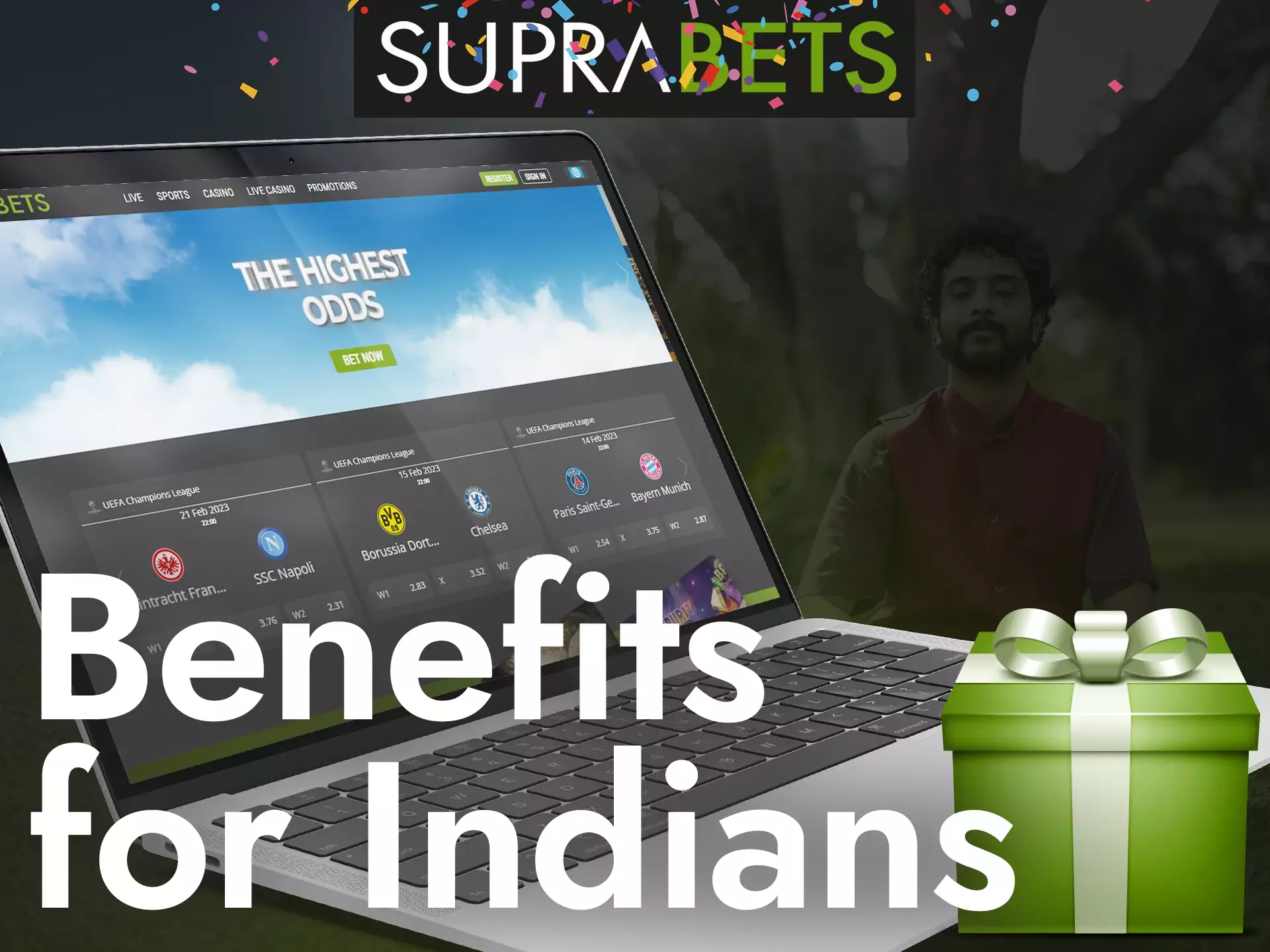 Find out about all the benefits and bonuses for Indian players from Suprabets.
