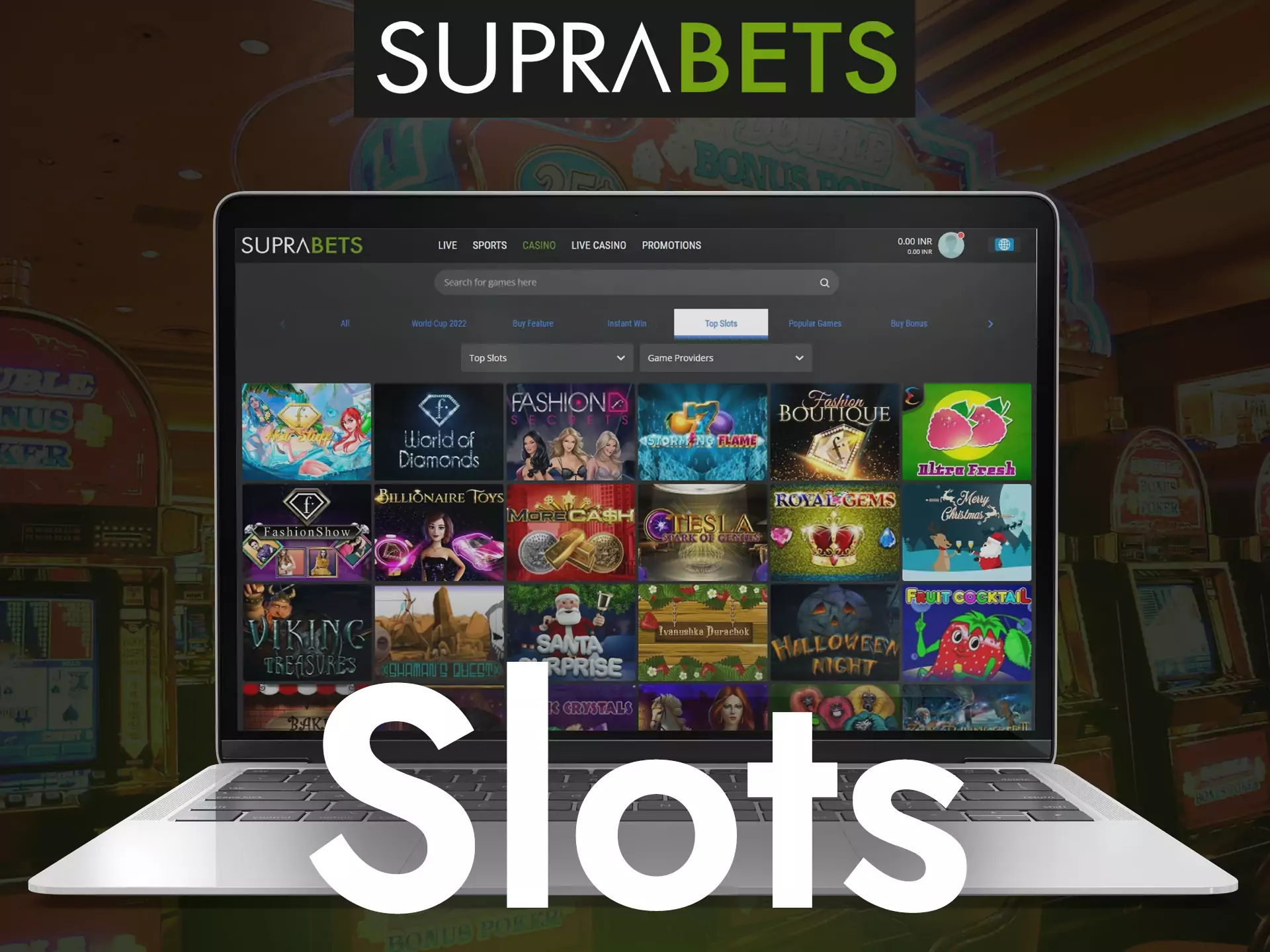 At Suprabets Casino, players can try slots.