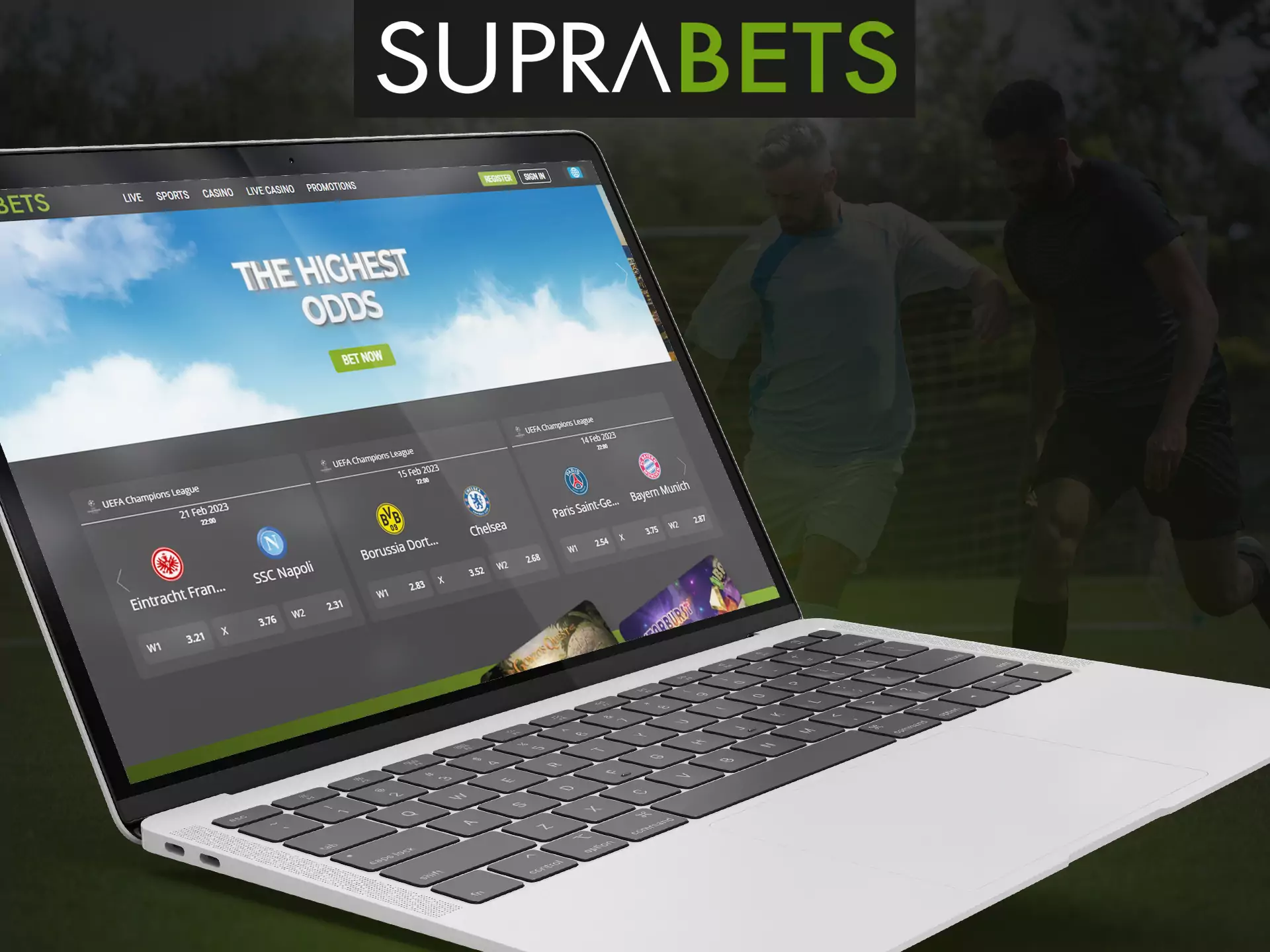 Play your favorite games and place bets in Suprabets on your personal computer.