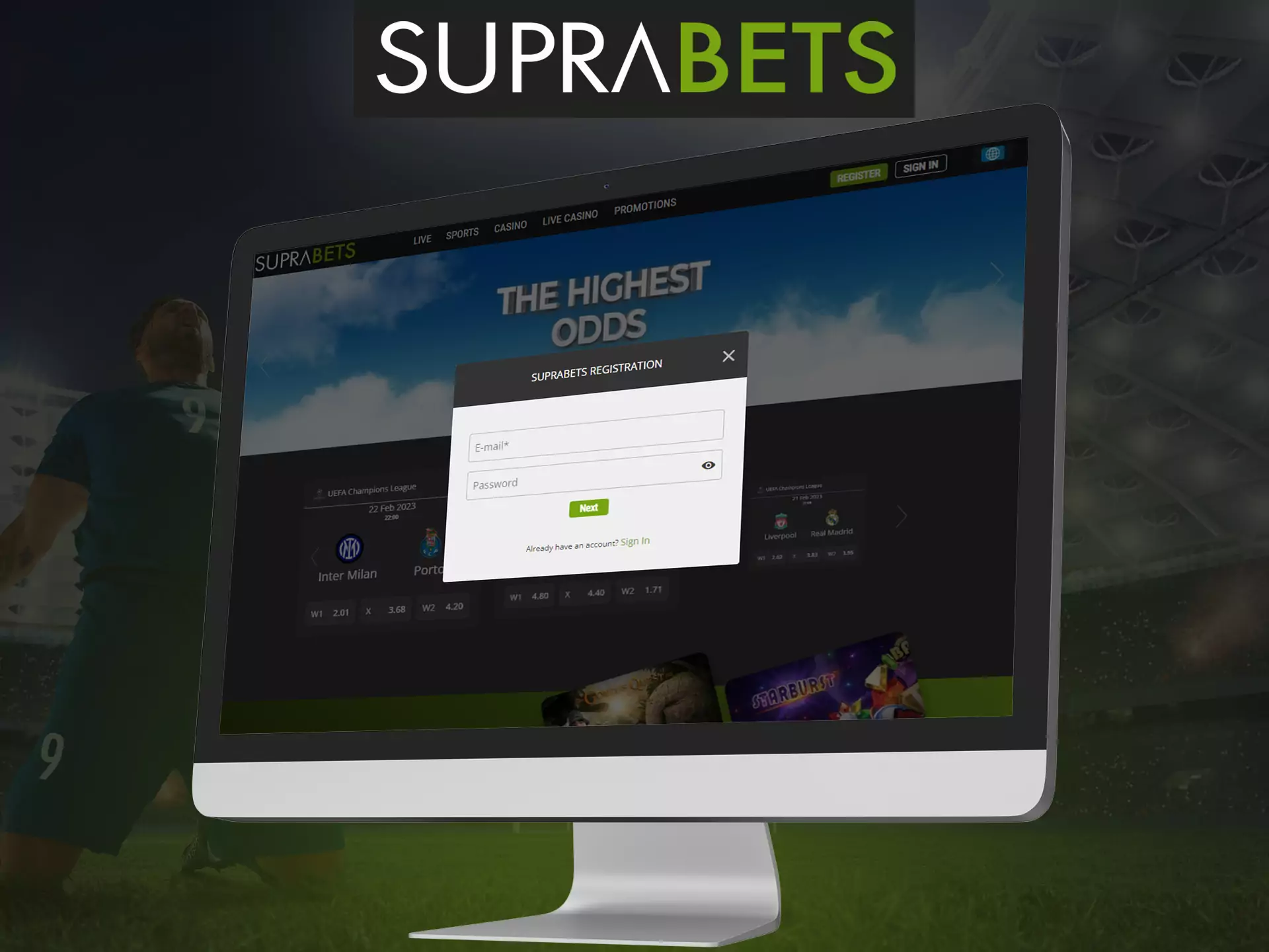 Go through a simple registration on Suprabets and use all the functions.