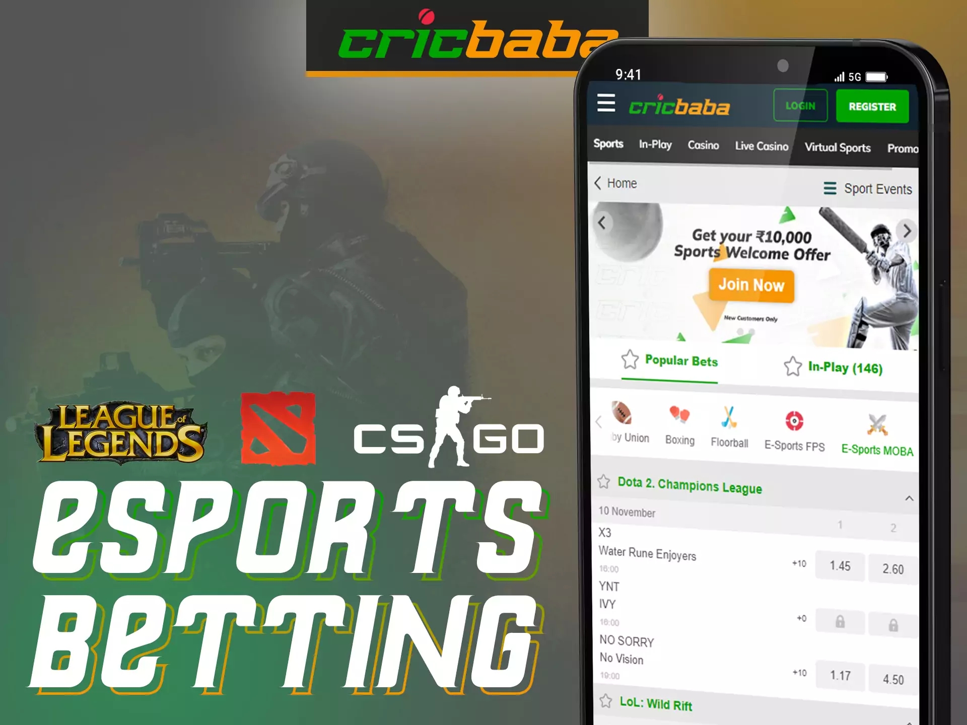 Support your favorite cyber team, place a bet on Cricbaba.