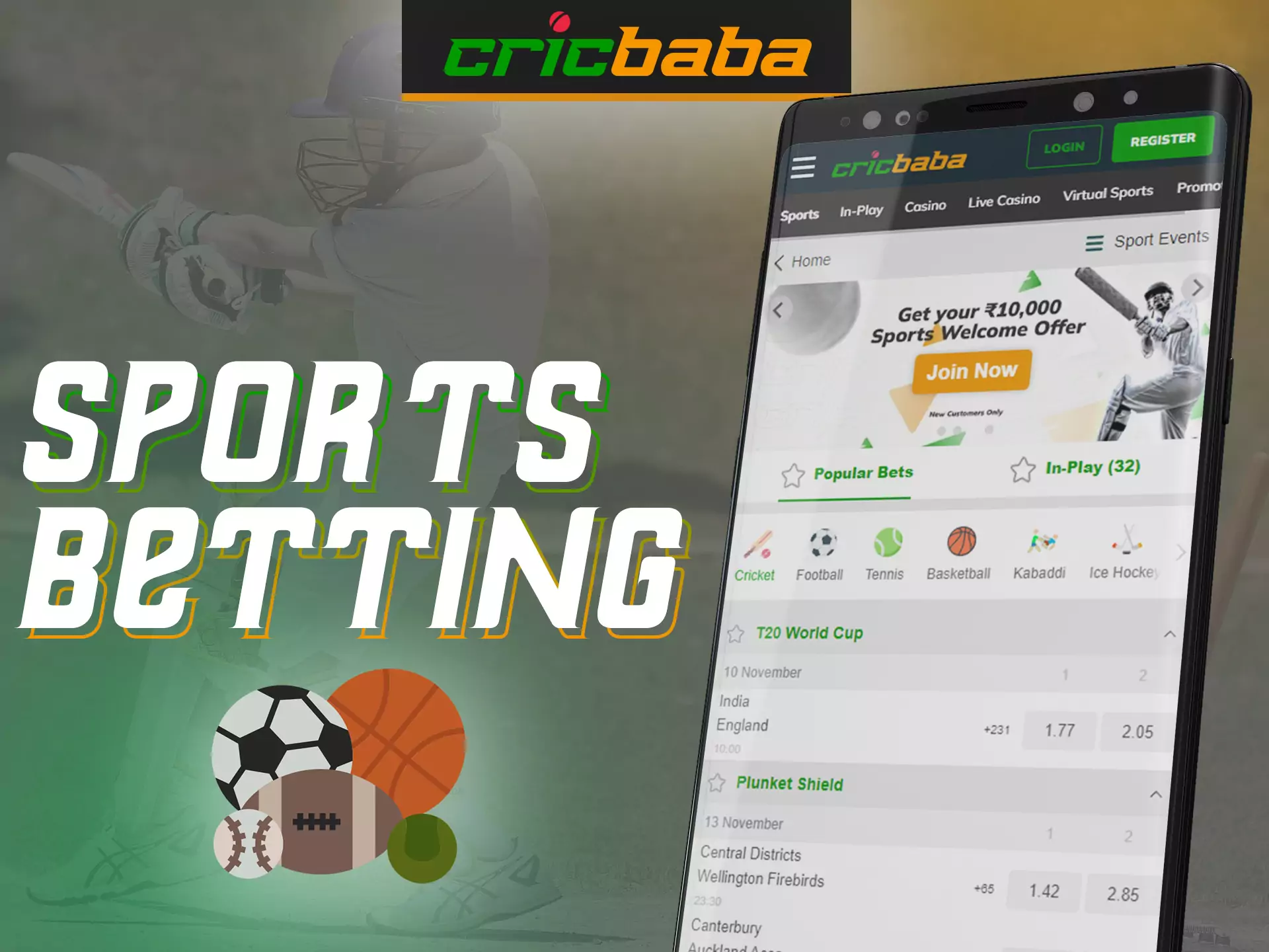 In Cricbaba, place bets on any sporting events.