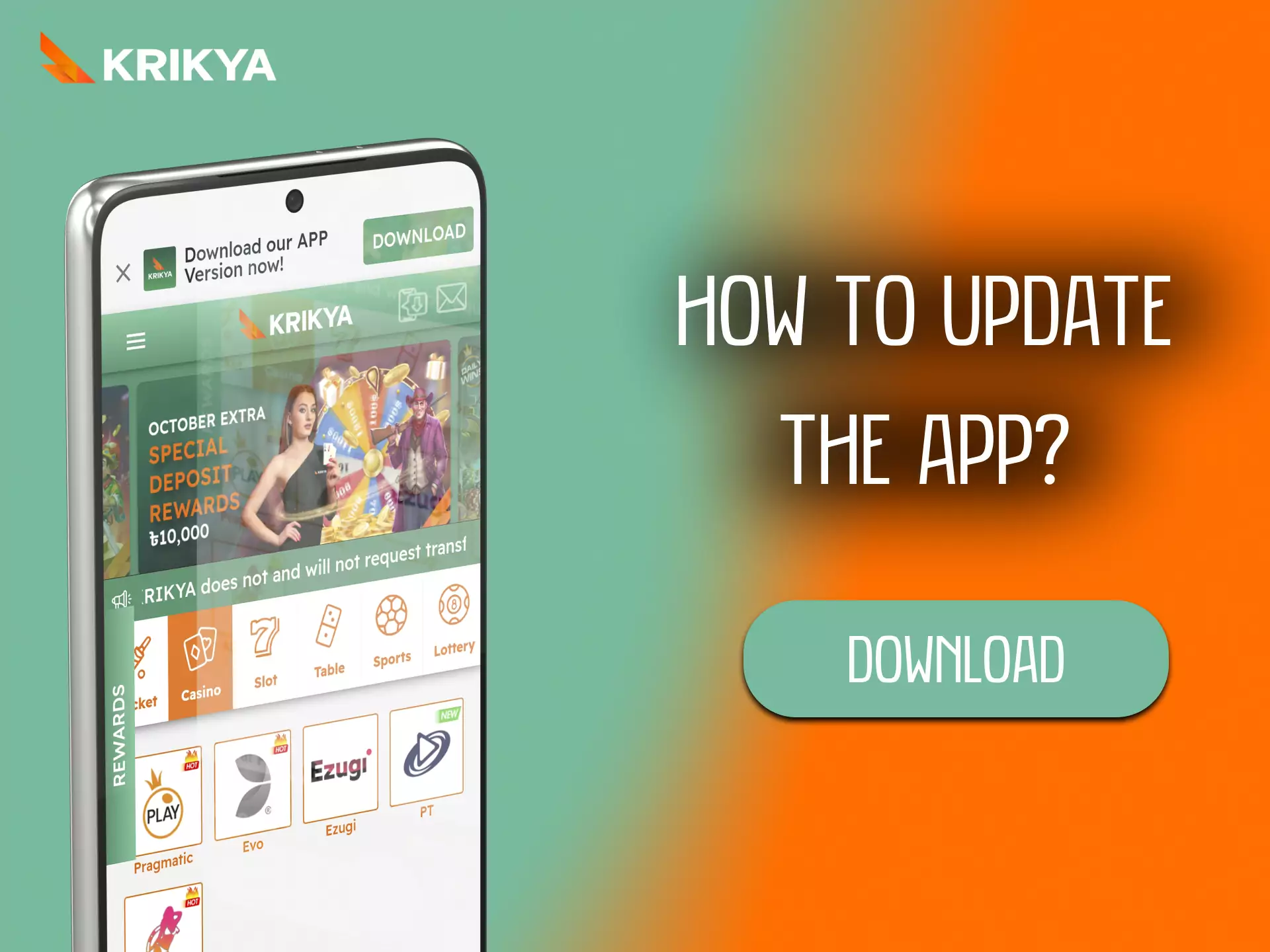 With the instructions, learn how to update the Krikya app.