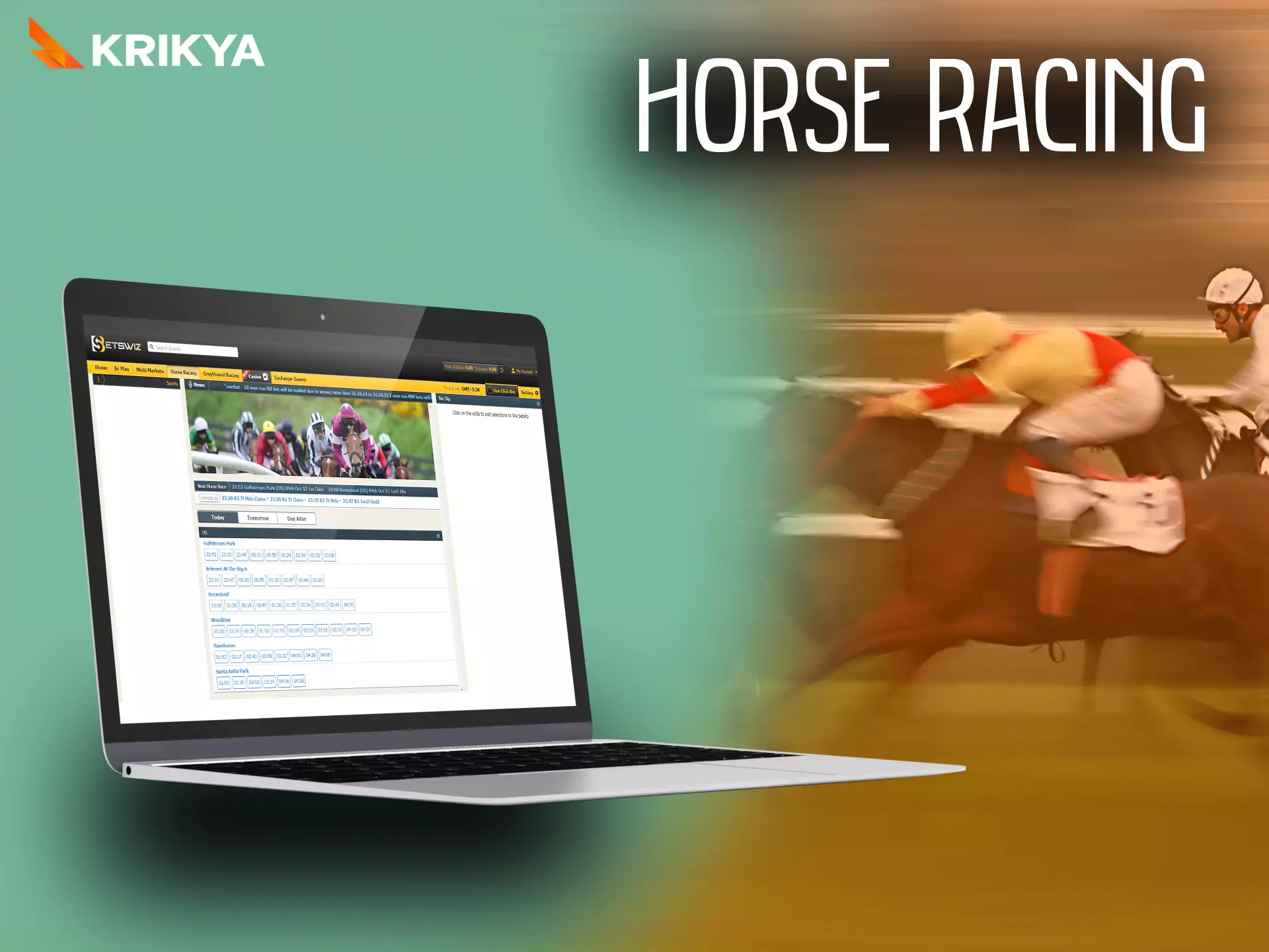 With Krikya, place bets on horse racing.