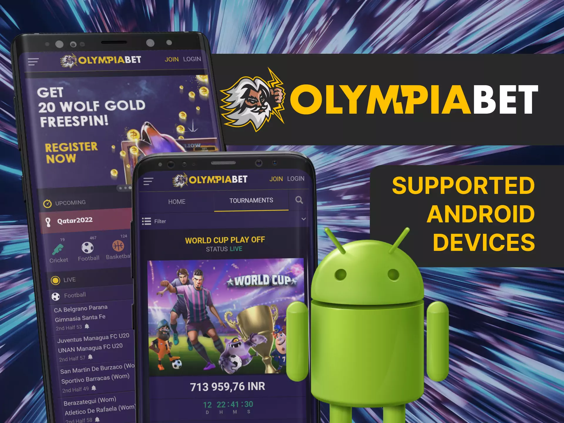 The OlympiaBet app is available to players with various Android devices.