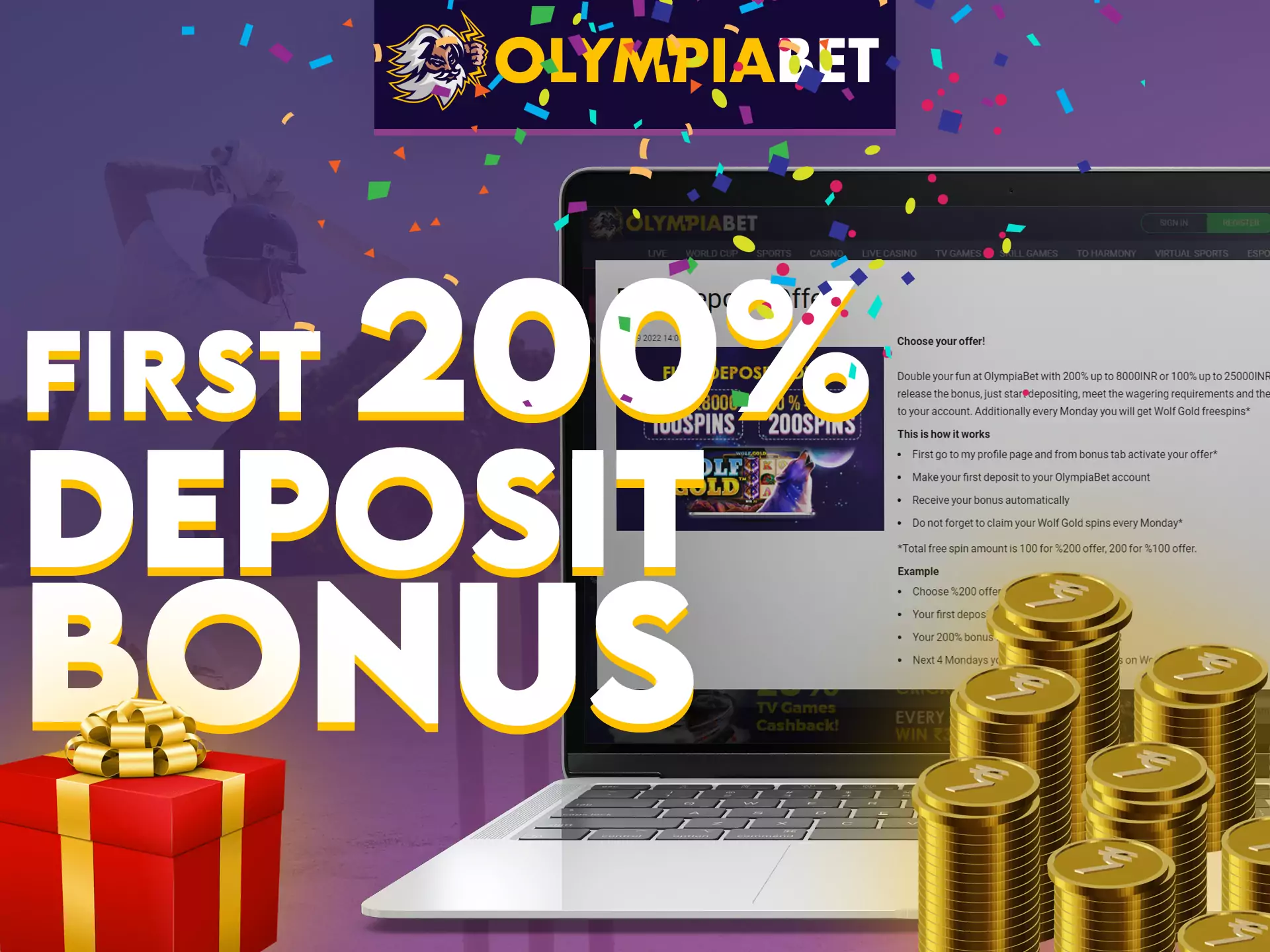 In the OlympiaBet app, get a special bonus for your first deposit.