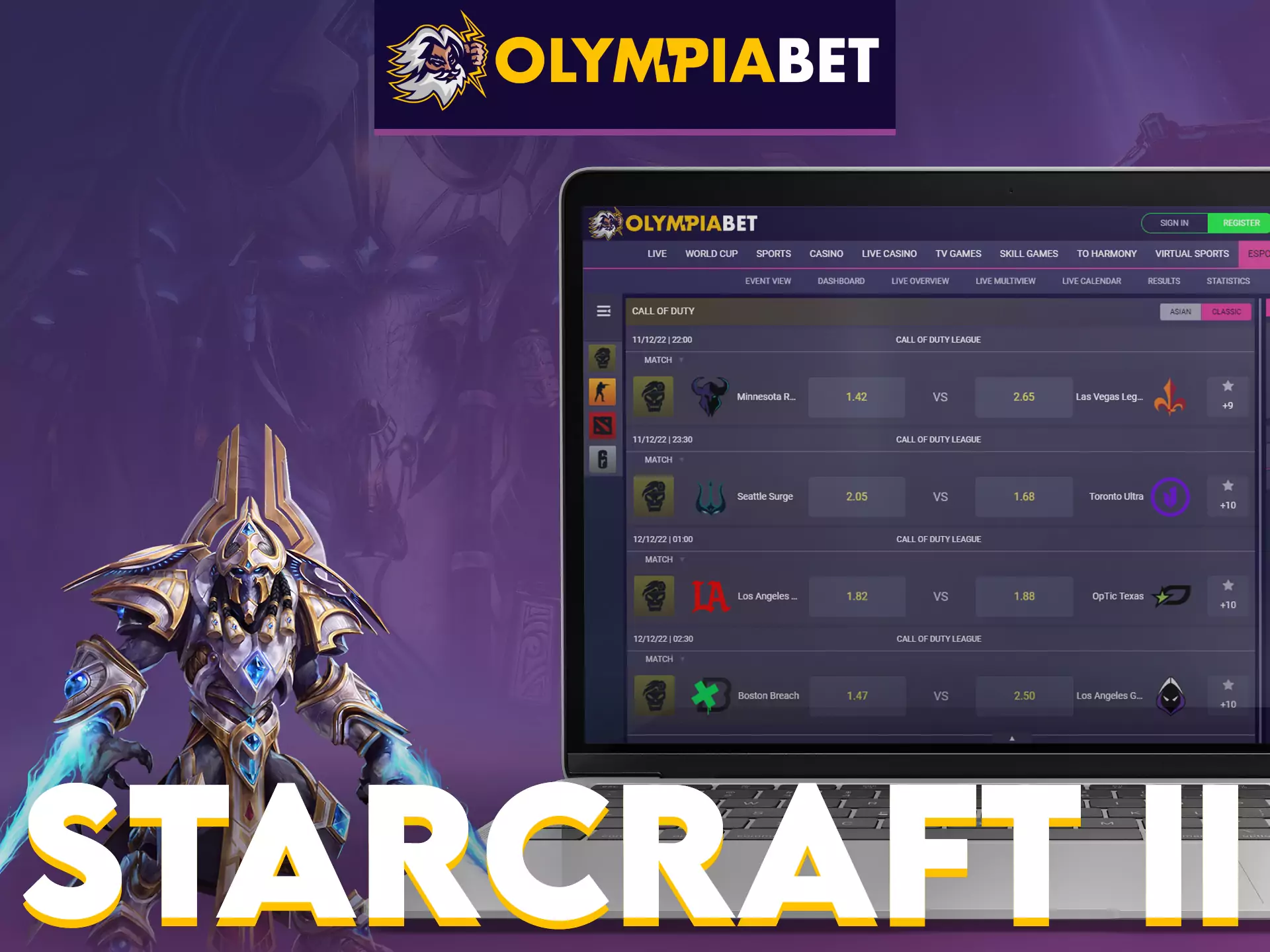 Join OlympiaBet and bet on Starcraft II now!