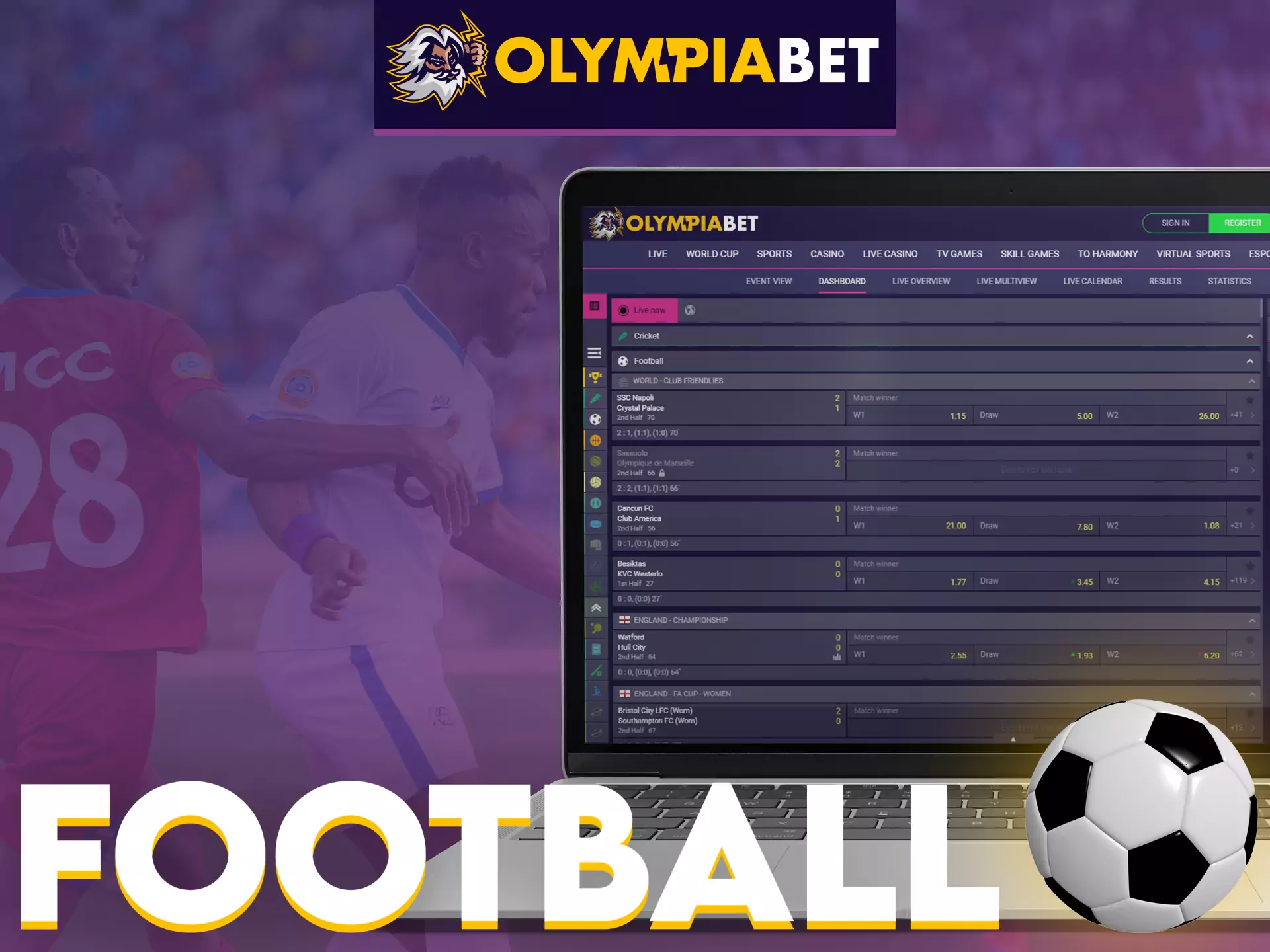 Join OlympiaBet and bet on football now!