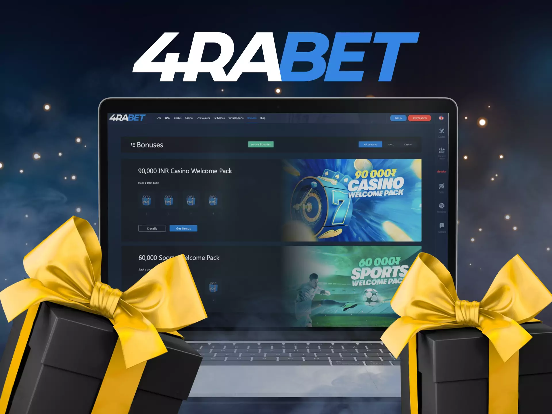 Register with 4rabet and get access to beneficial bonuses to play profitably.