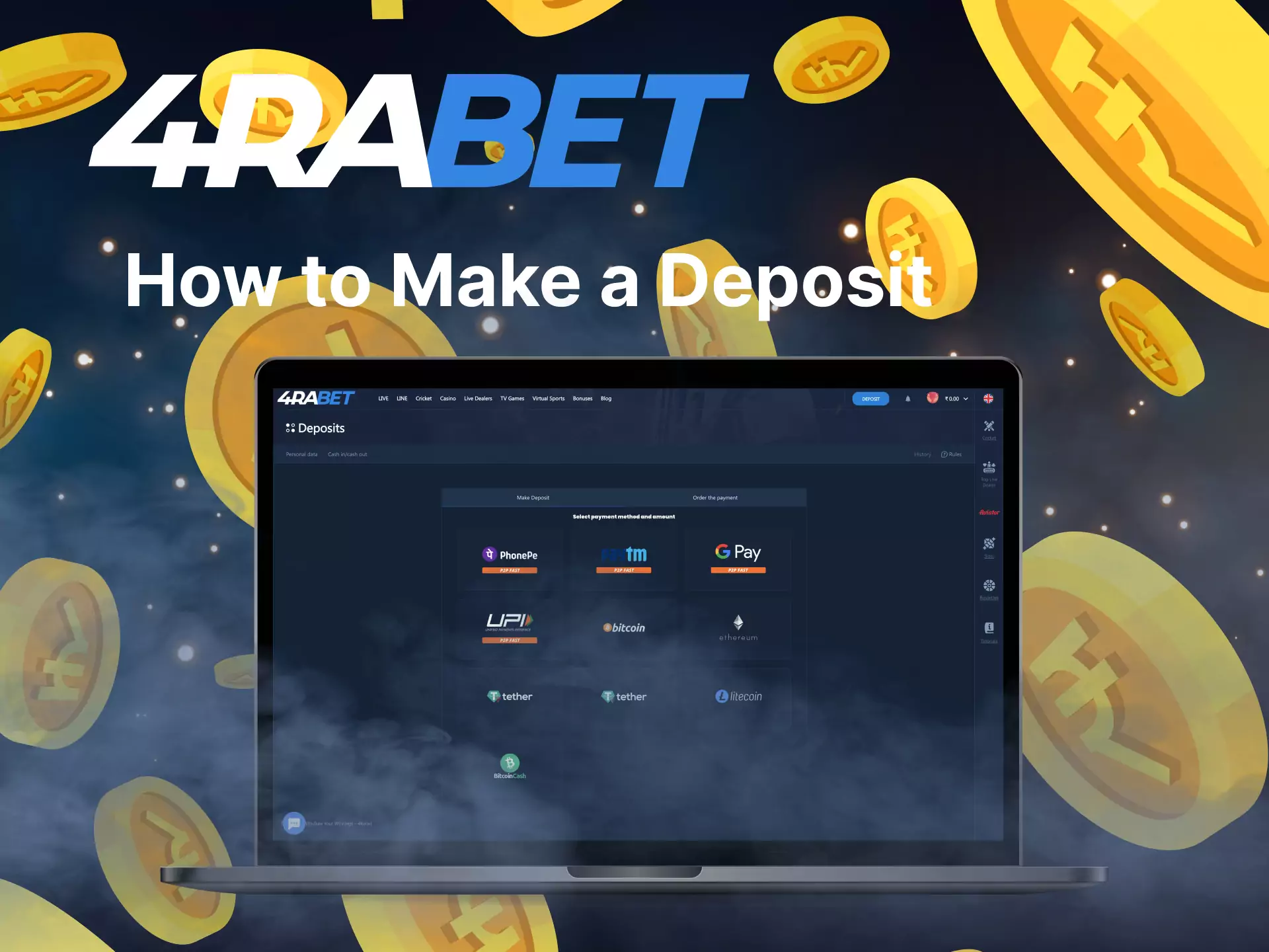 With this instruction, learn how to make a deposit on 4rabet.
