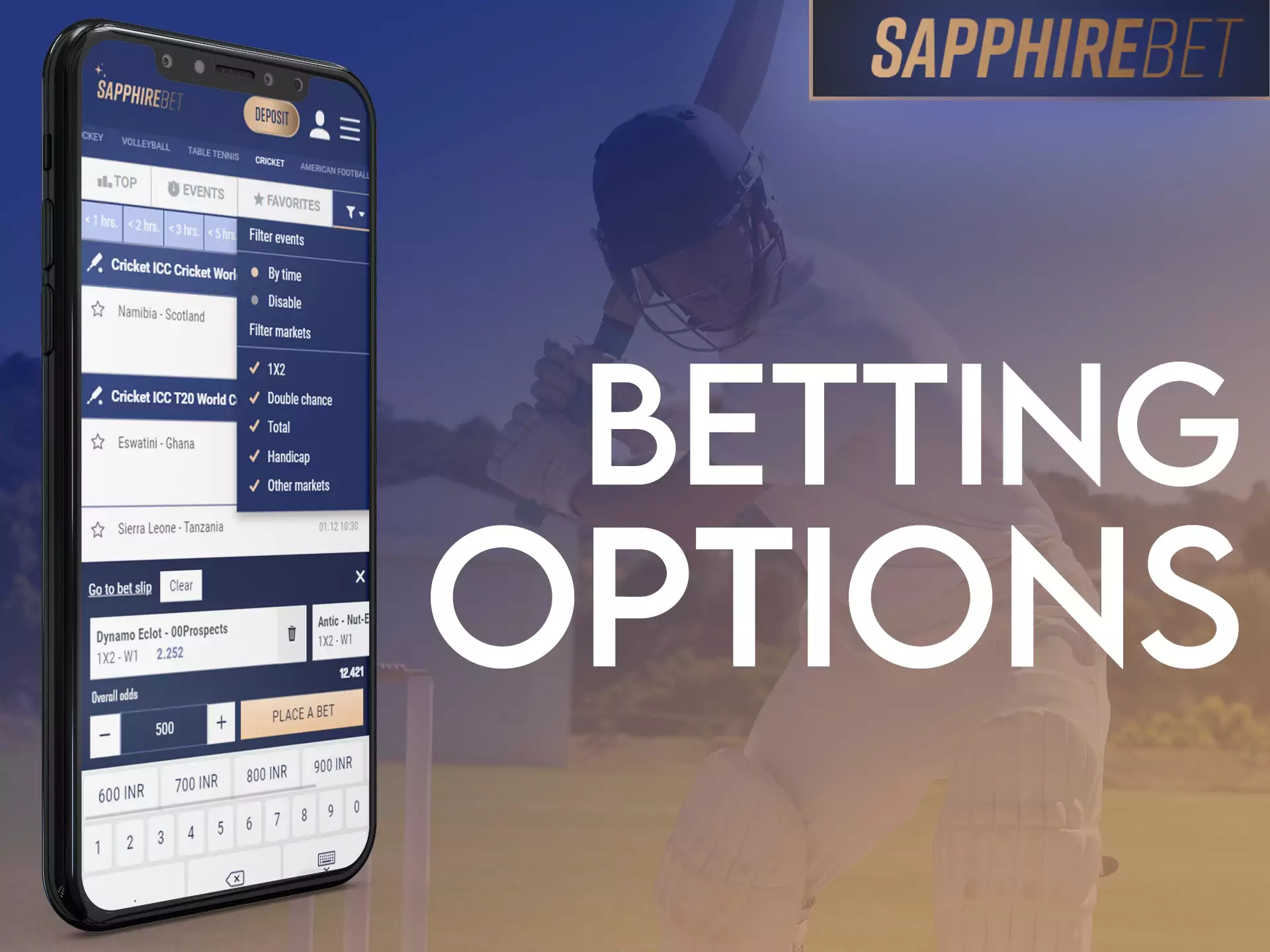Try different betting options in Sapphirebet.