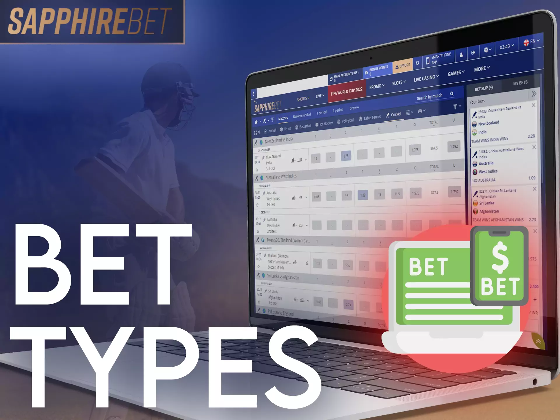 There are different types of bets in Sapphirebet, find your suitable option.