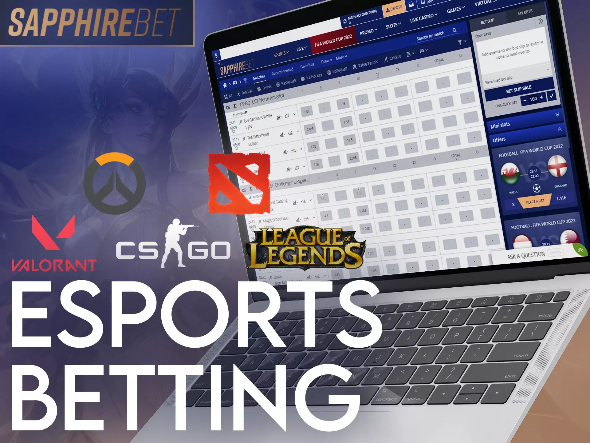 If you are a fan of esports, Sapphirebet gives you the opportunity to bet on various games.
