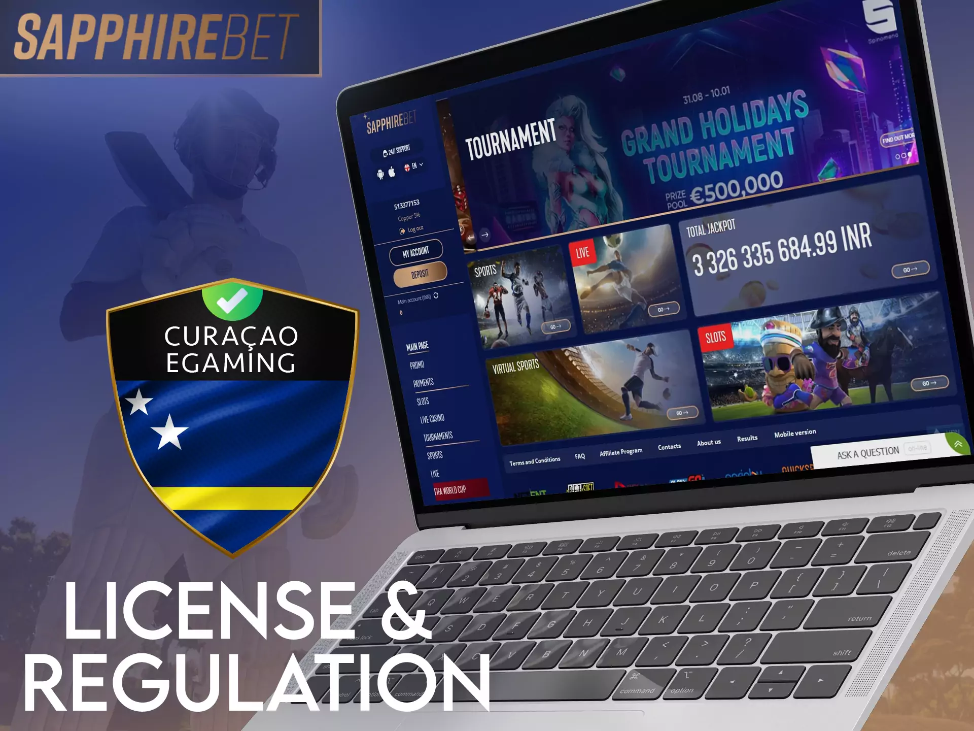 Sapphirebet has an official license and is absolutely legal and safe for players.