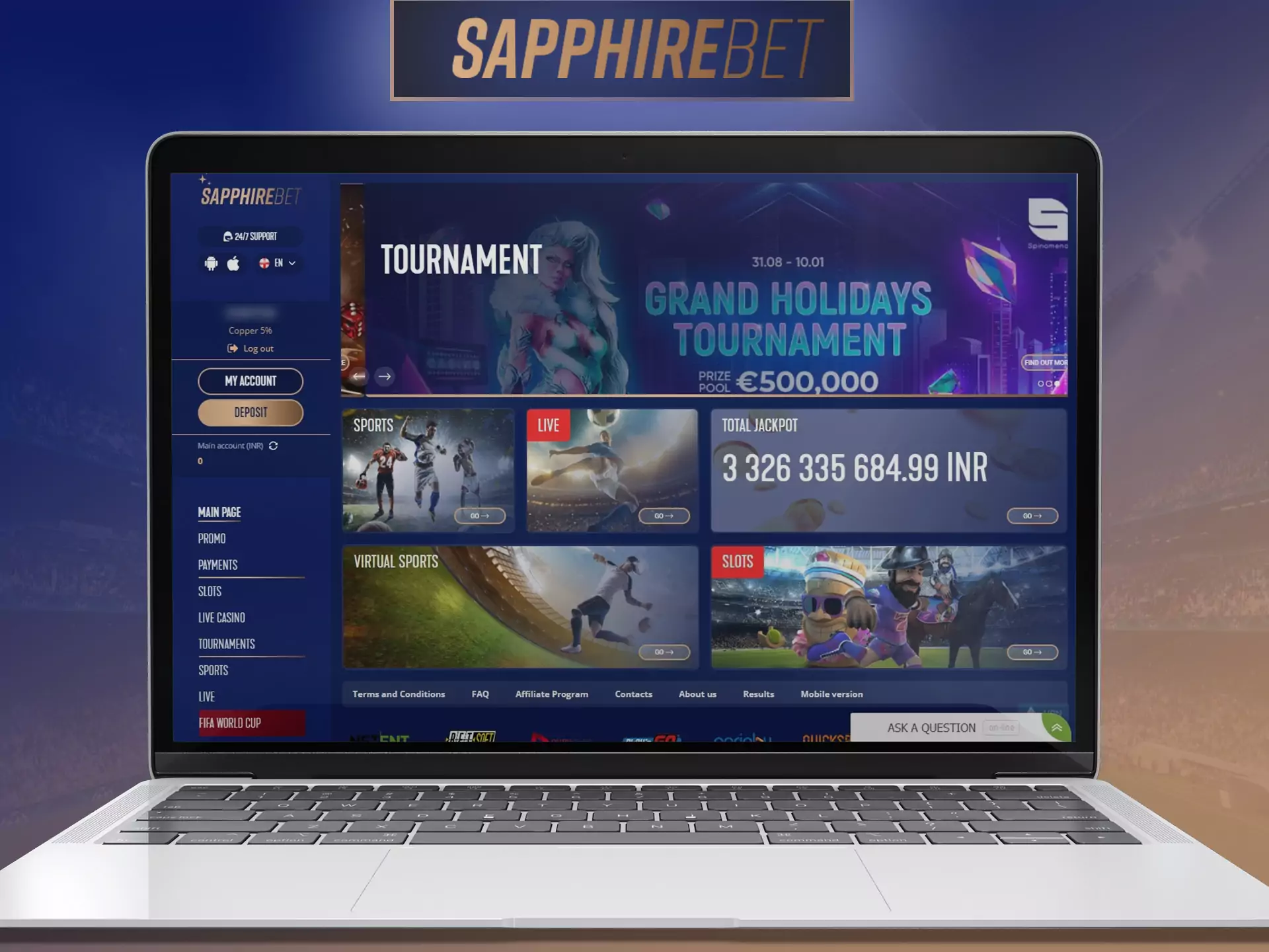 Use Sapphirebet, place bets and play at the casino on your personal computer.