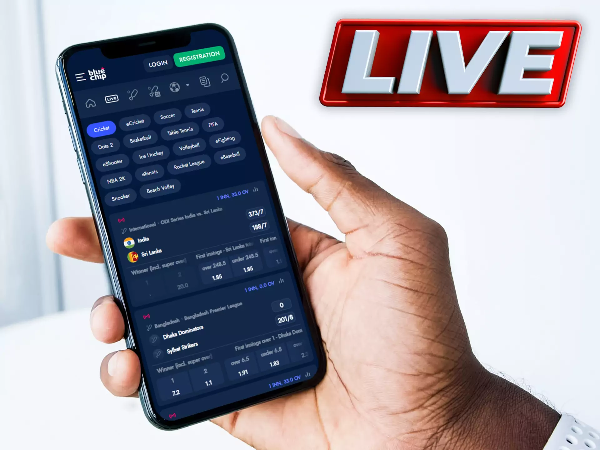 Cricket betting apps support live betting.