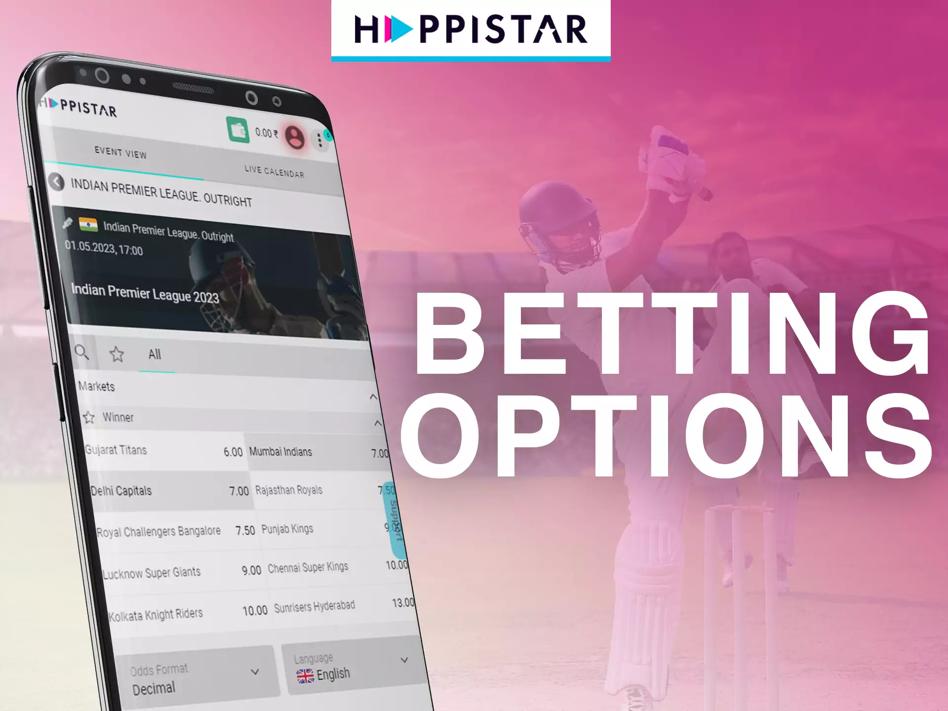 On Happistar, you can place bets on match results.